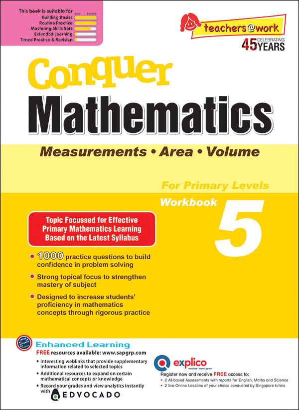 Conquer Mathematics Measurements . Area . Volume Workbook 5