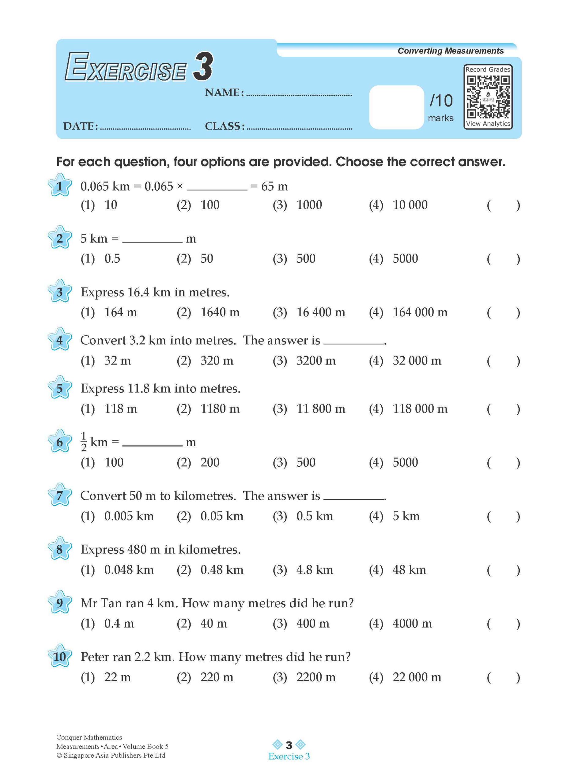 Conquer Mathematics Measurements . Area . Volume Workbook 5