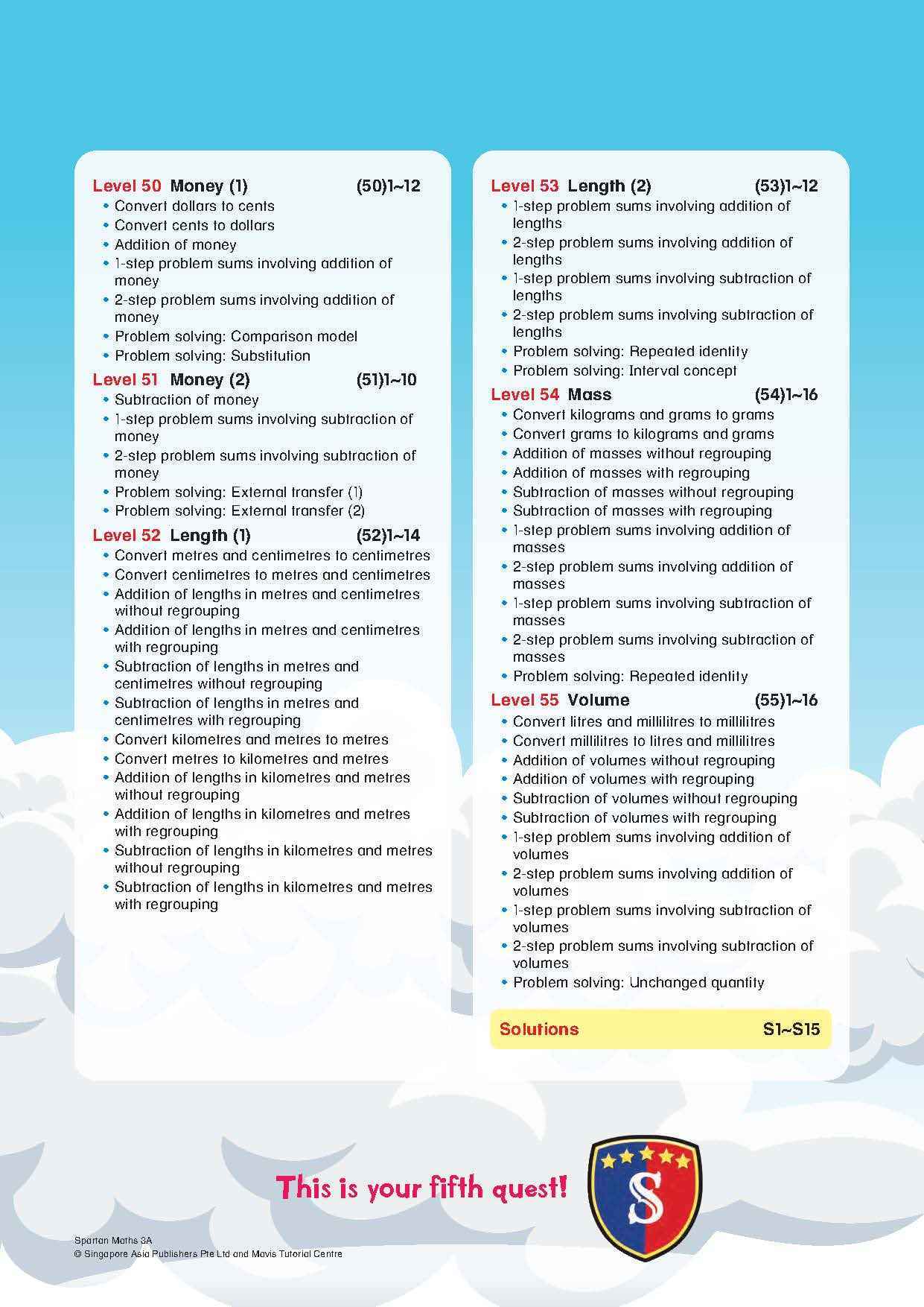 Spartan Maths Primary 3A (Levels 42 to 55)