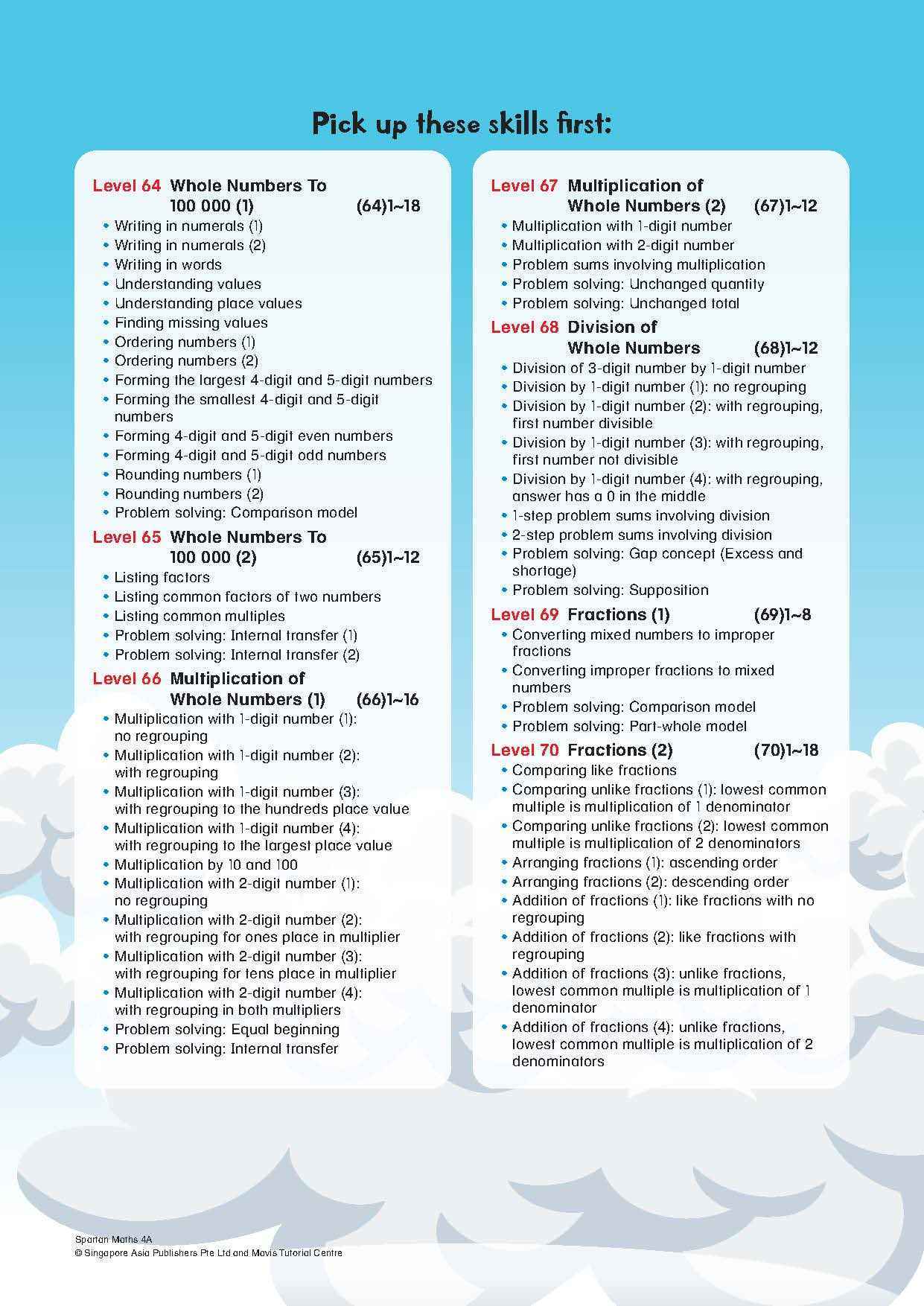 Spartan Maths Primary 4A (Levels 64 to 74)