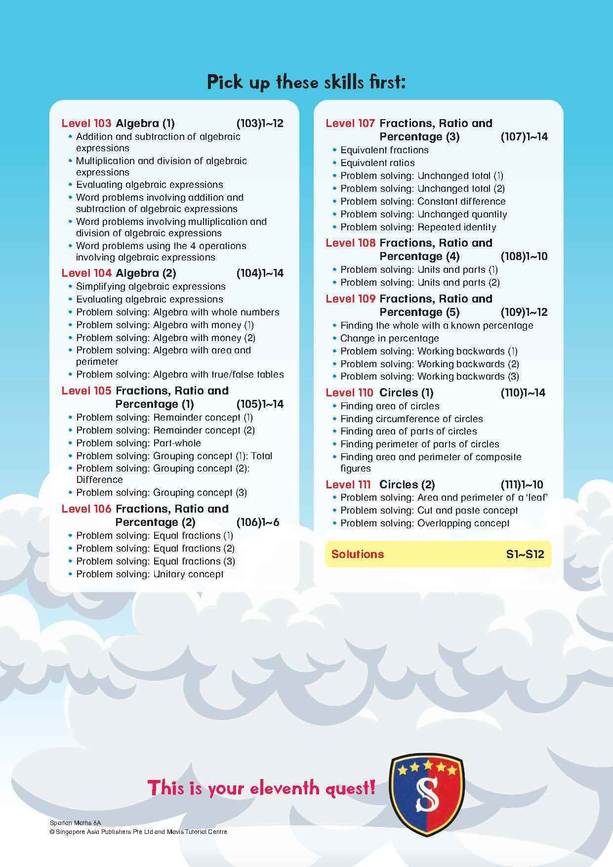 Spartan Maths Primary 6A (Levels 103 to 111)