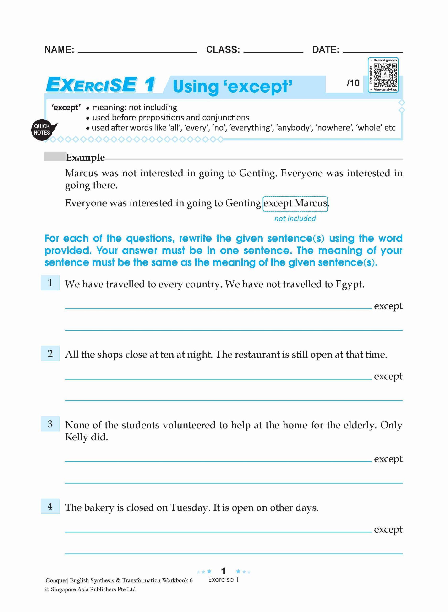 Conquer English Synthesis & Transformation Workbook 6