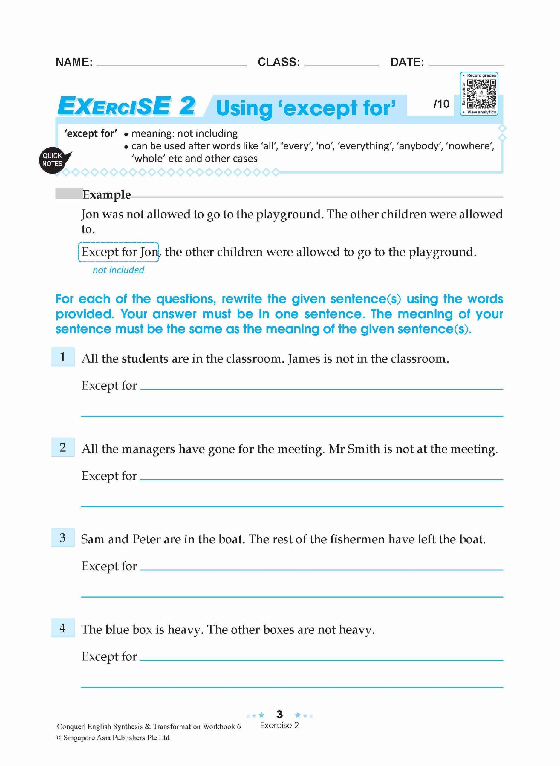 Conquer English Synthesis & Transformation Workbook 6