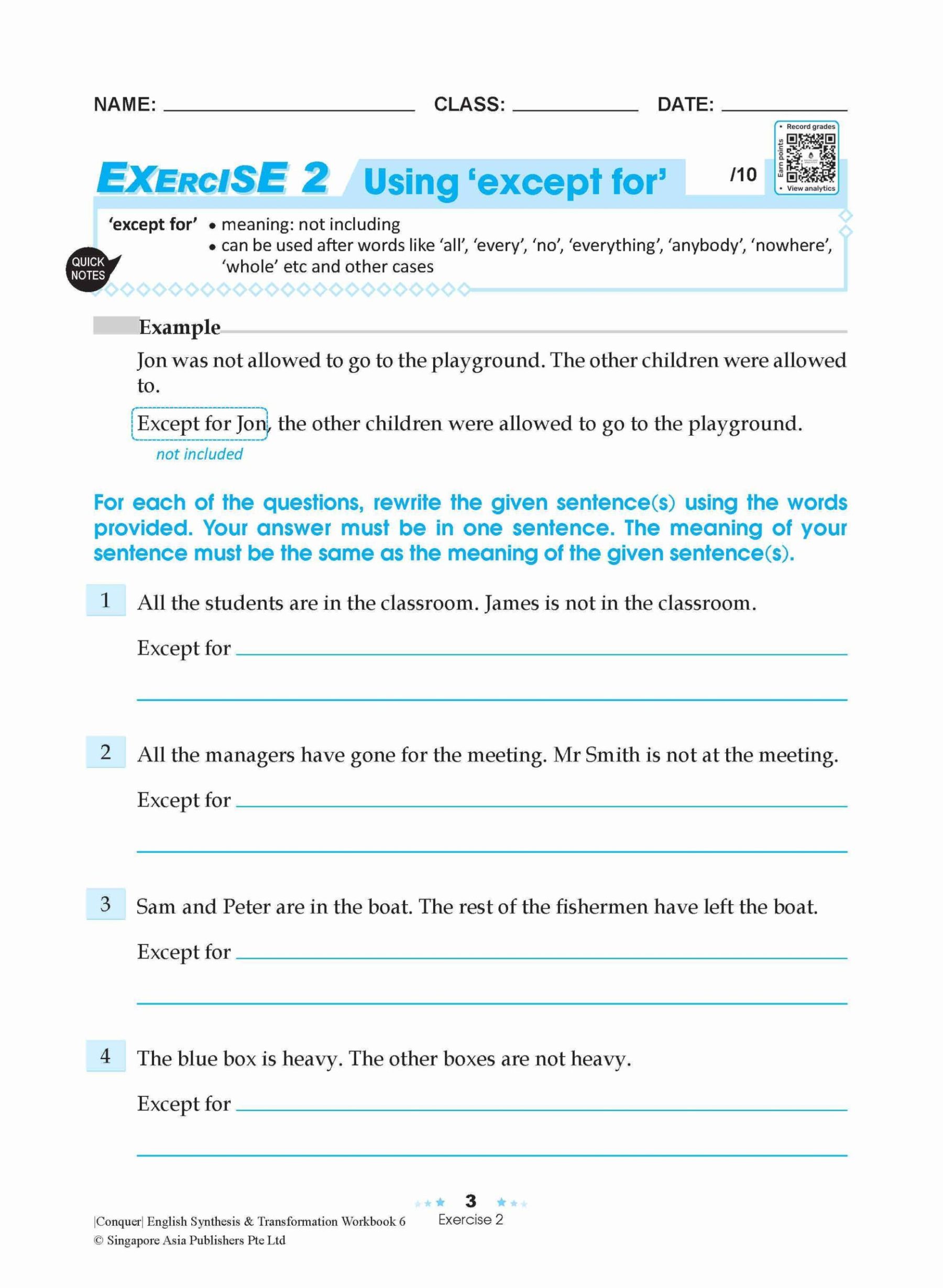 Conquer English Synthesis & Transformation Workbook 6