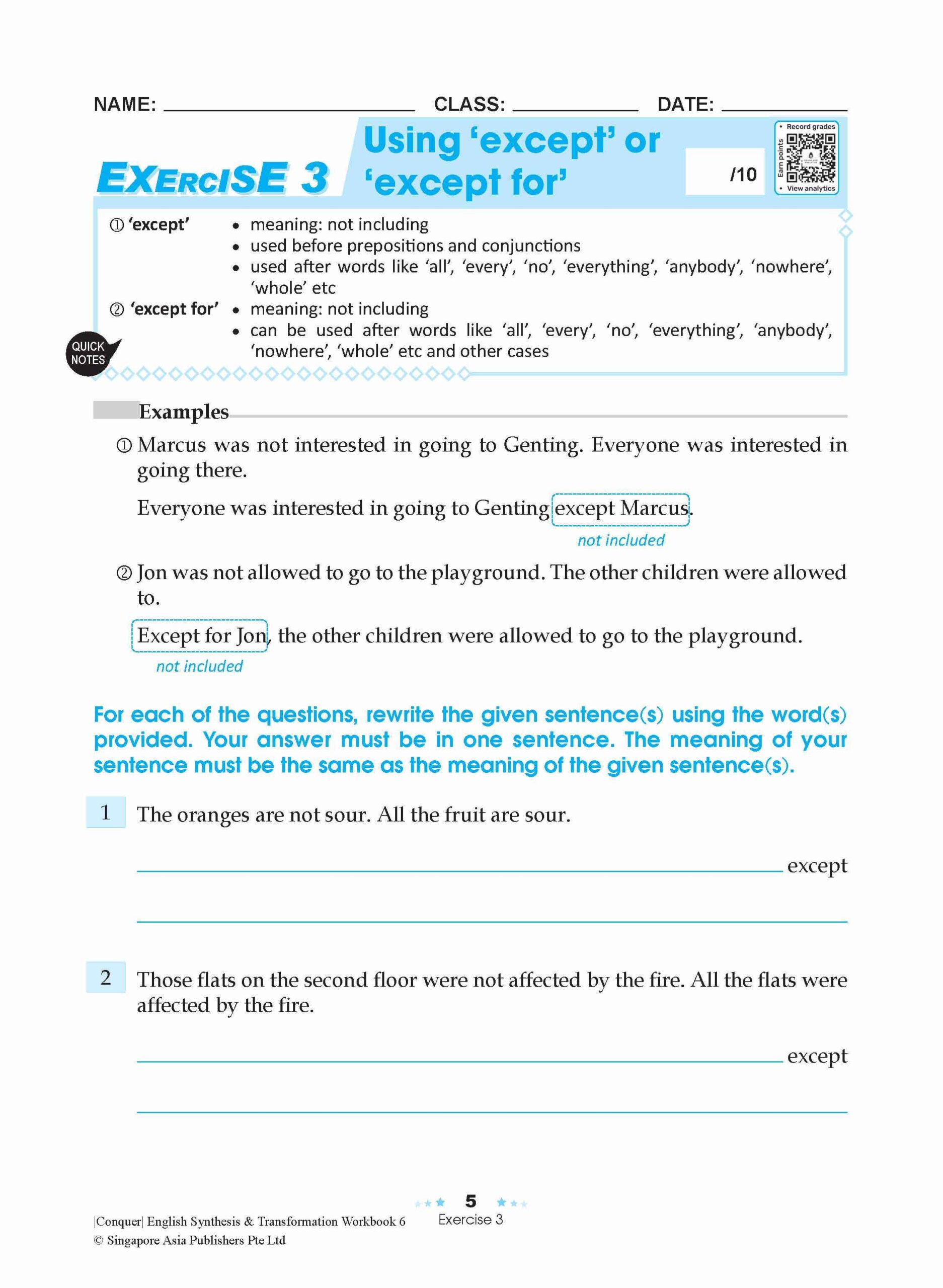 Conquer English Synthesis & Transformation Workbook 6