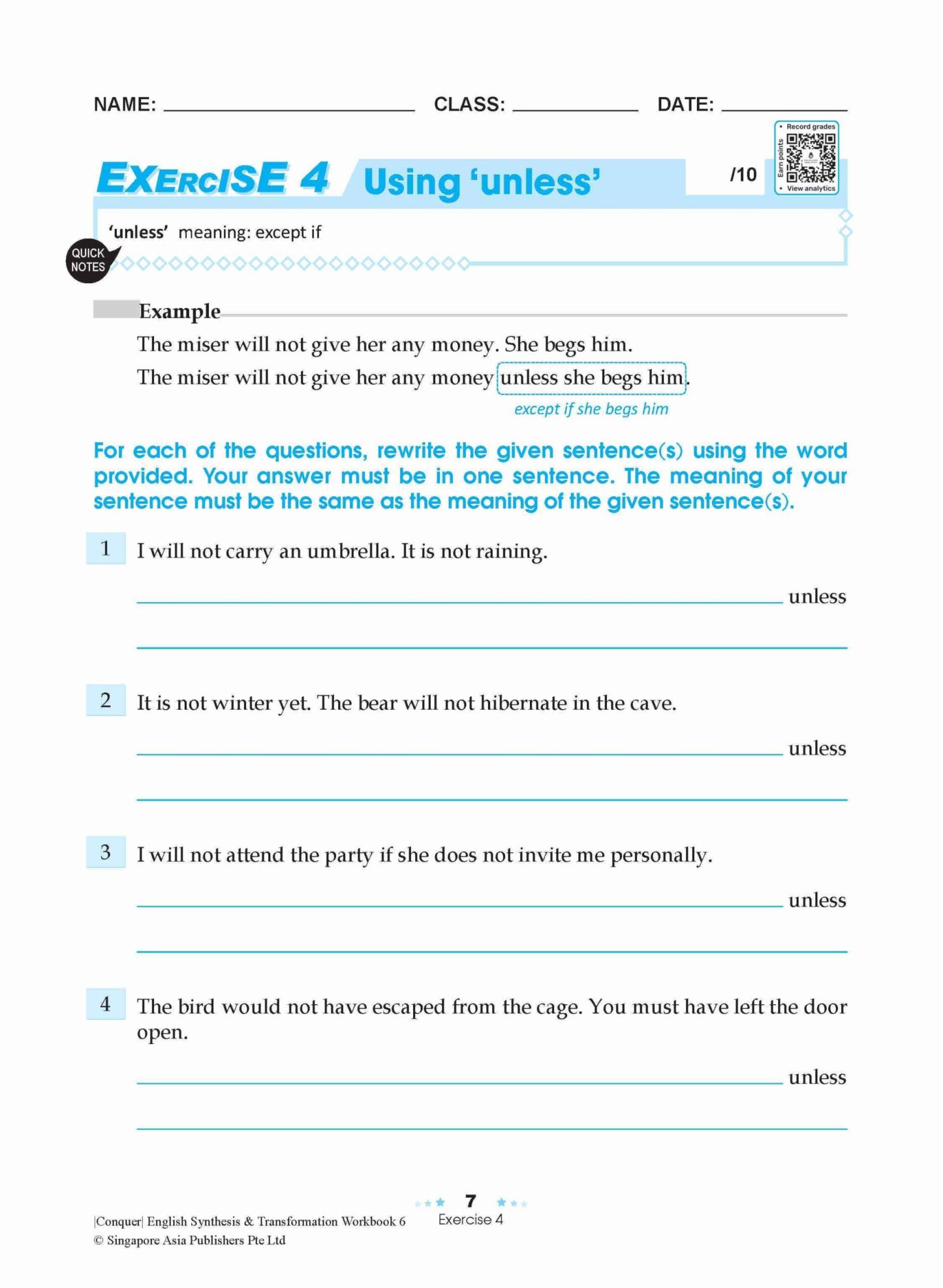 Conquer English Synthesis & Transformation Workbook 6