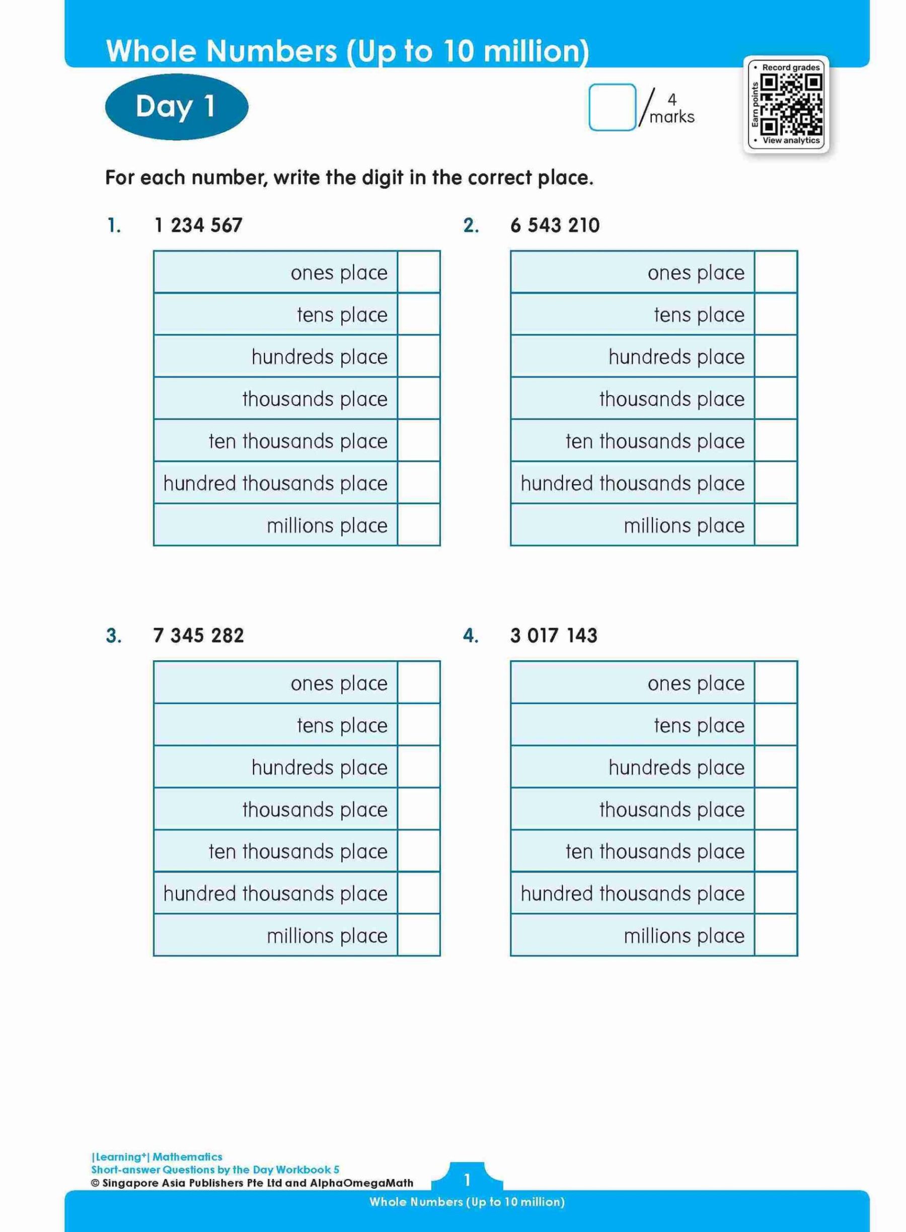 LEARNING+ MATHEMATICS Short-answer Questions by the DAY Workbook 5