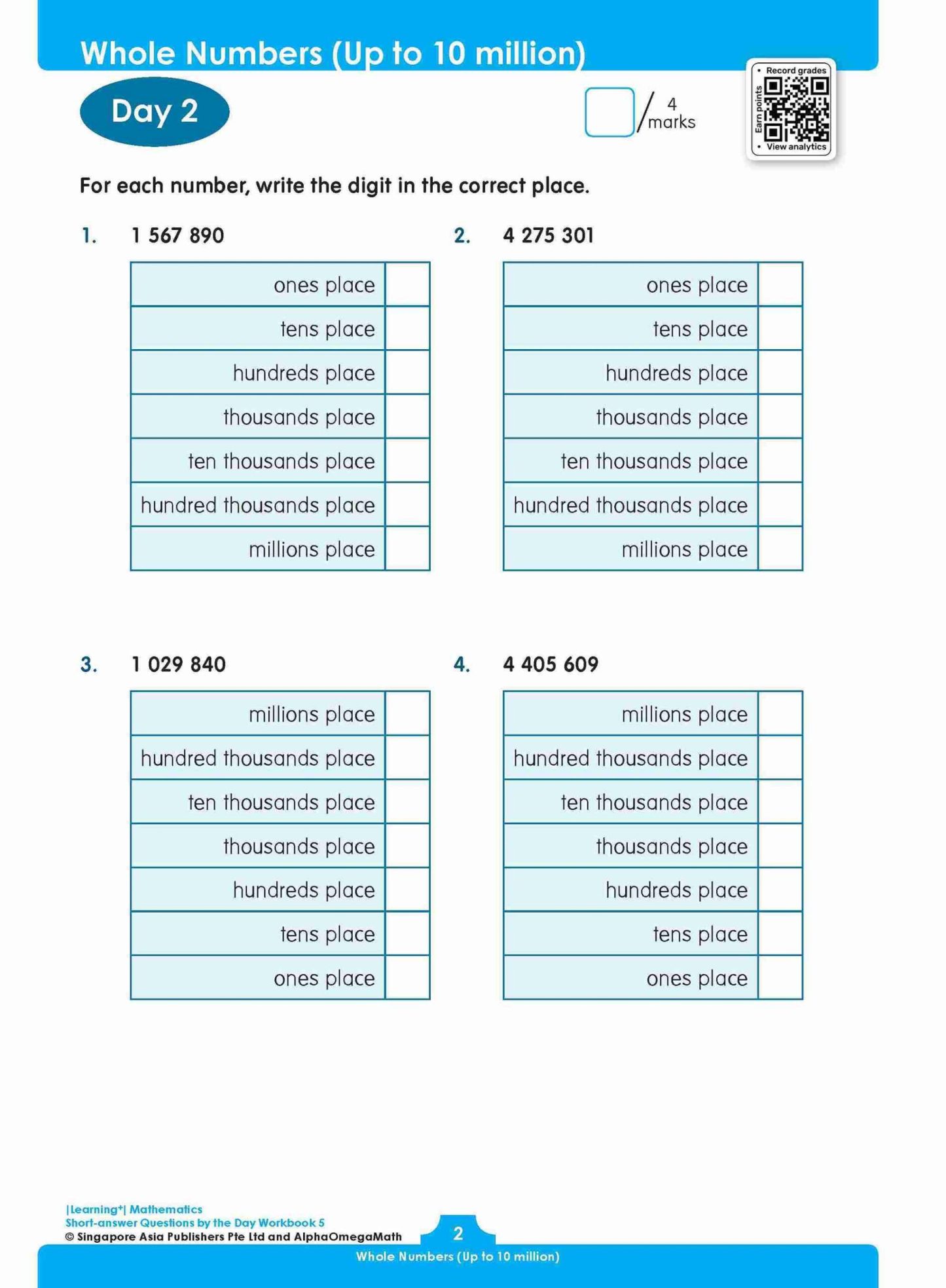 LEARNING+ MATHEMATICS Short-answer Questions by the DAY Workbook 5