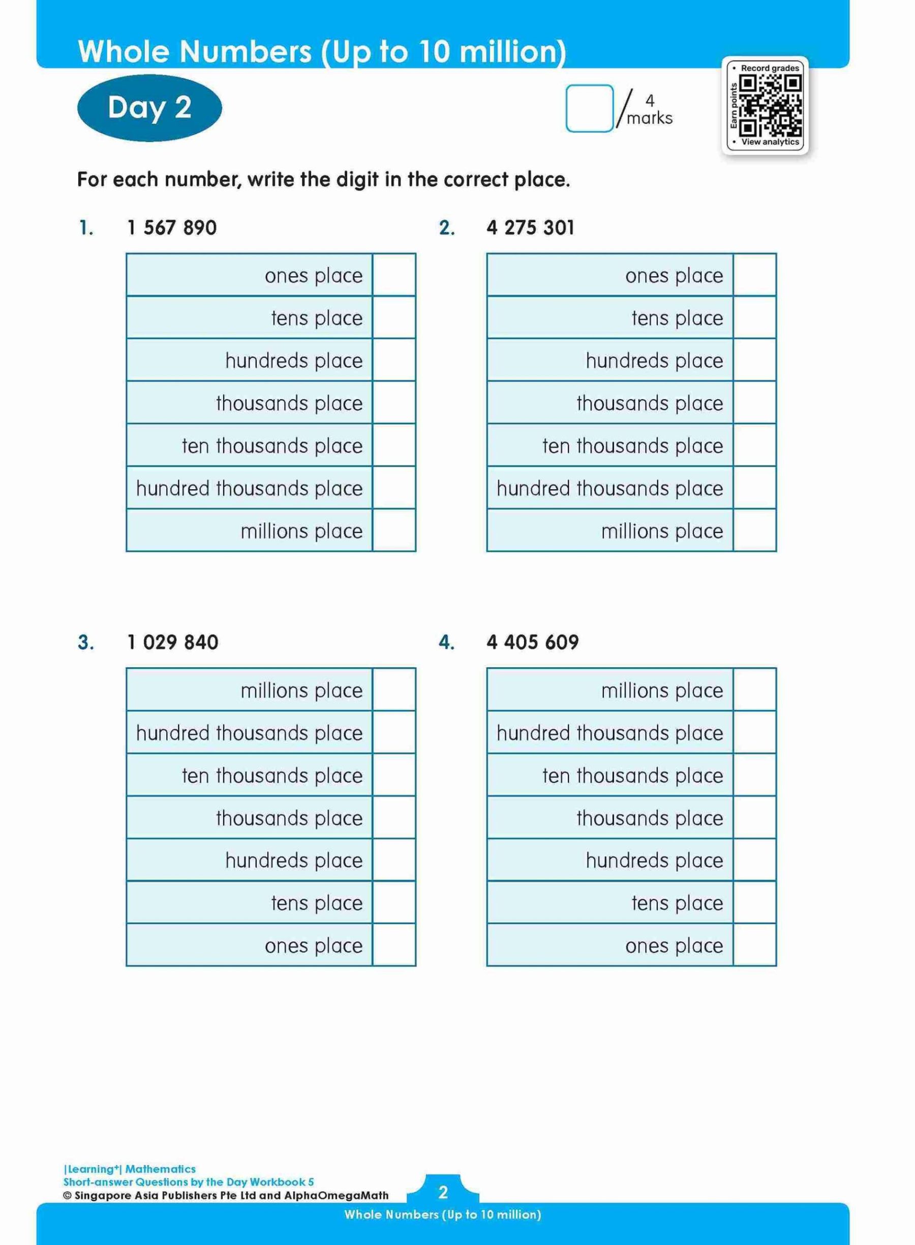 LEARNING+ MATHEMATICS Short-answer Questions by the DAY Workbook 5