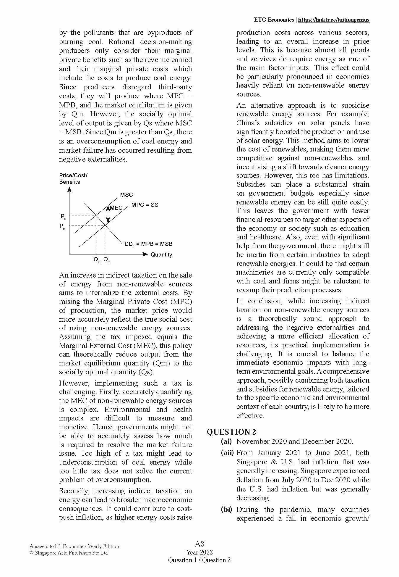 COMPREHENSIVE ANSWERS TO A LEVEL H1 ECONOMICS YEARLY EDITION 2015-2024