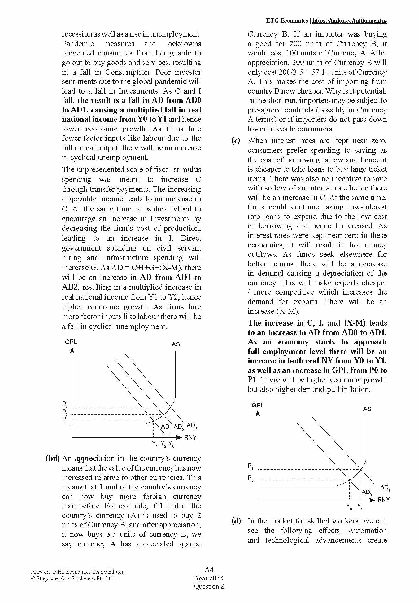 COMPREHENSIVE ANSWERS TO A LEVEL H1 ECONOMICS YEARLY EDITION 2015-2024
