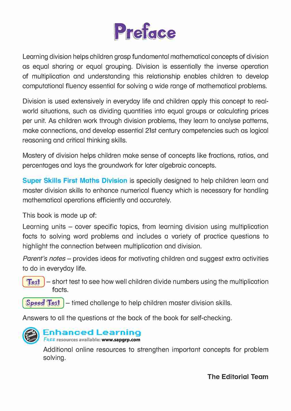 Super Skills First Maths DIVISION Age 7+ Years