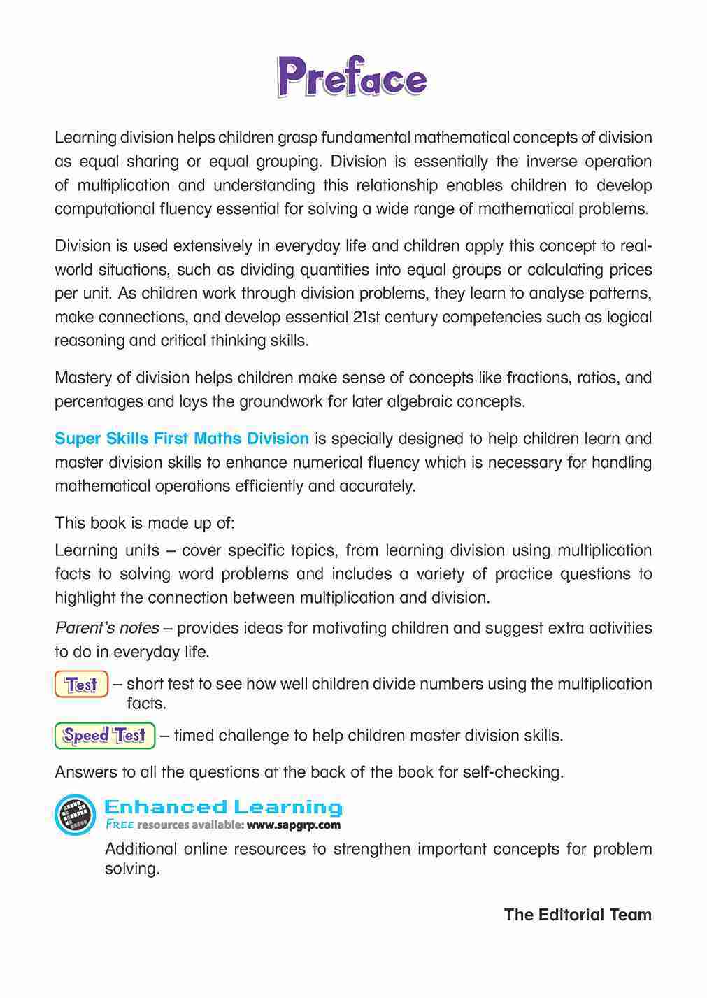 Super Skills First Maths DIVISION Age 7+ Years