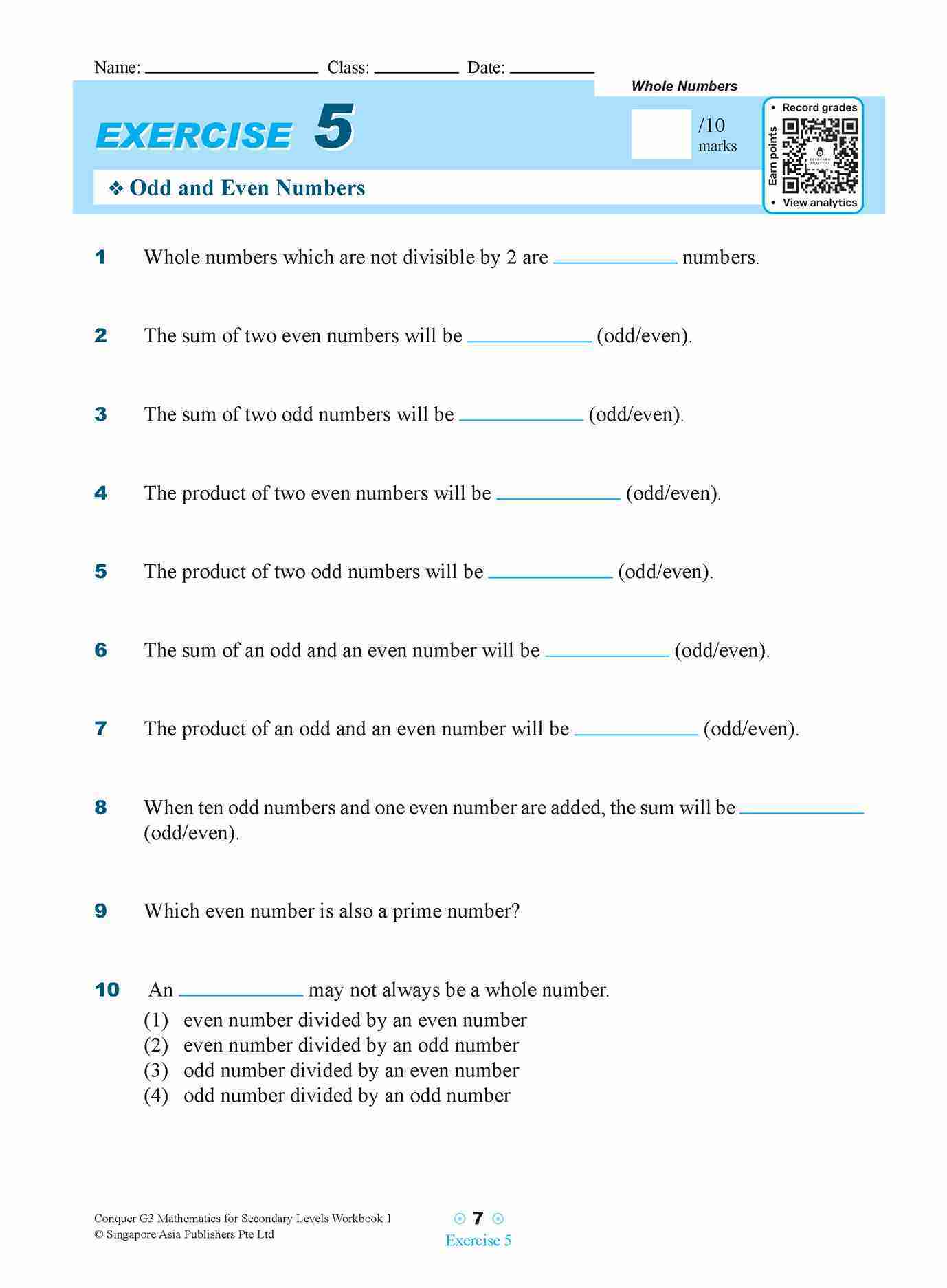 Conquer G3 Mathematics For Secondary Levels Workbook 1