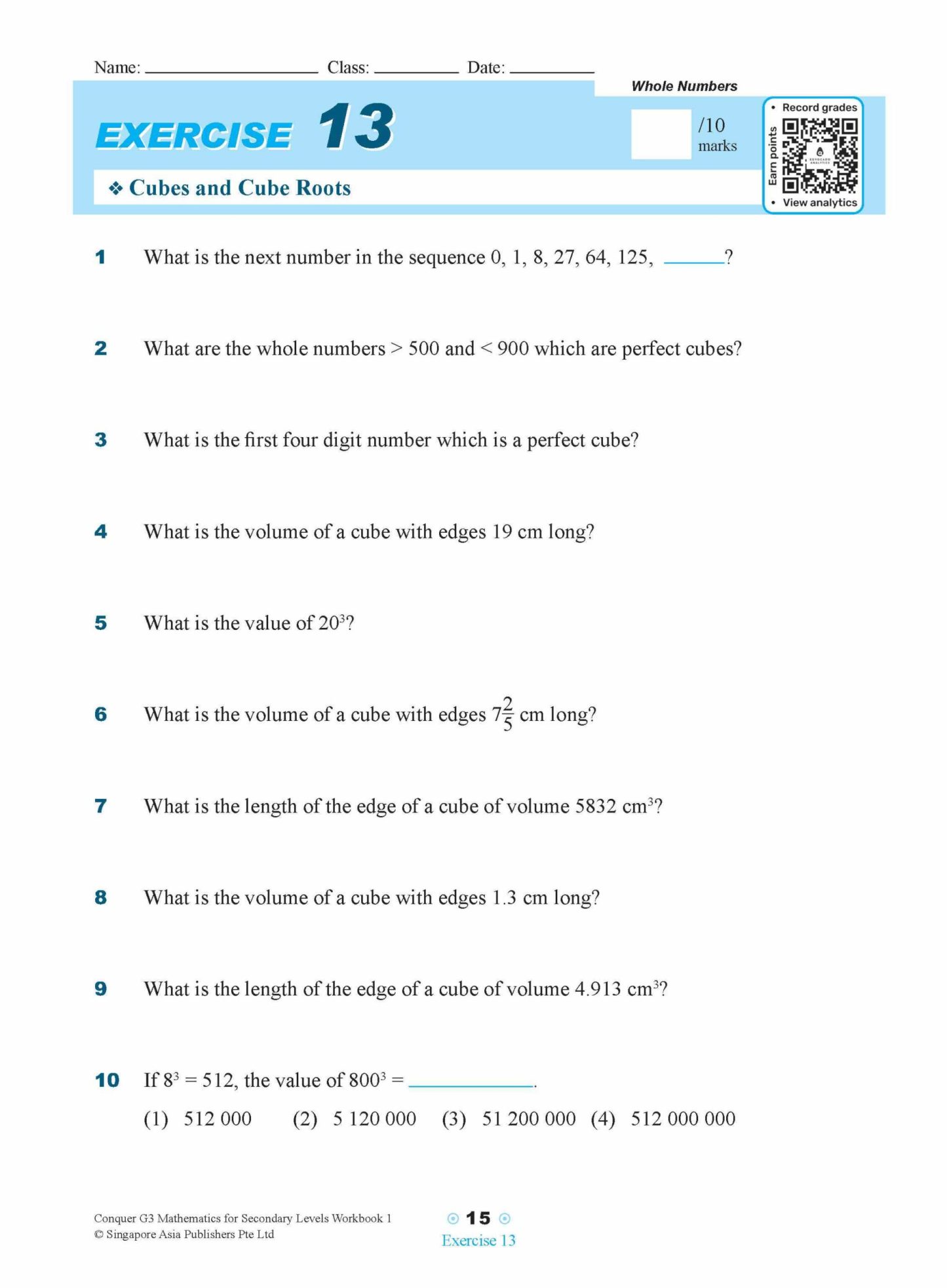 Conquer G3 Mathematics For Secondary Levels Workbook 1