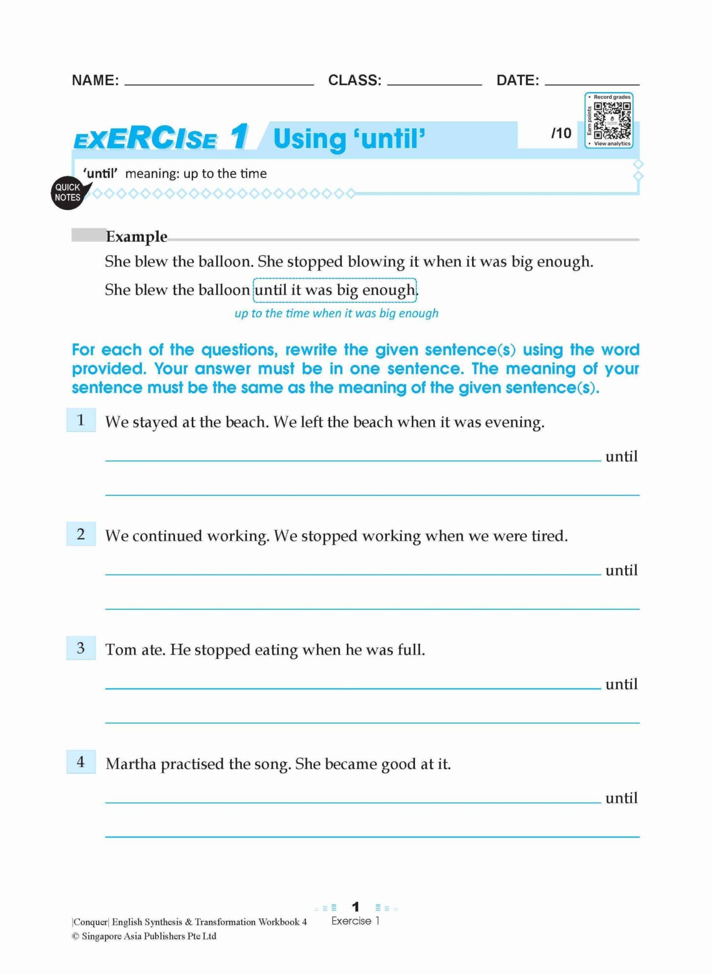 Conquer English Synthesis & Transformation Workbook 4