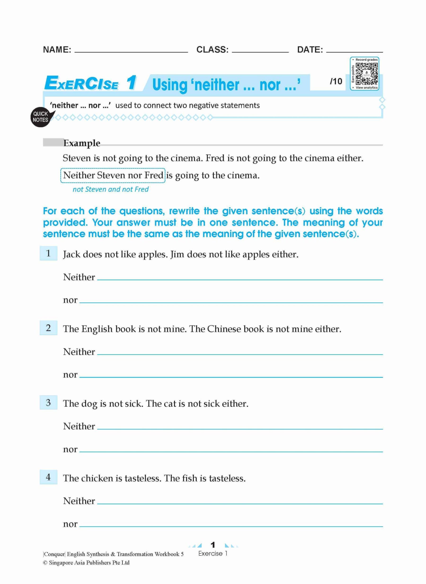 Conquer English Synthesis & Transformation Workbook 5