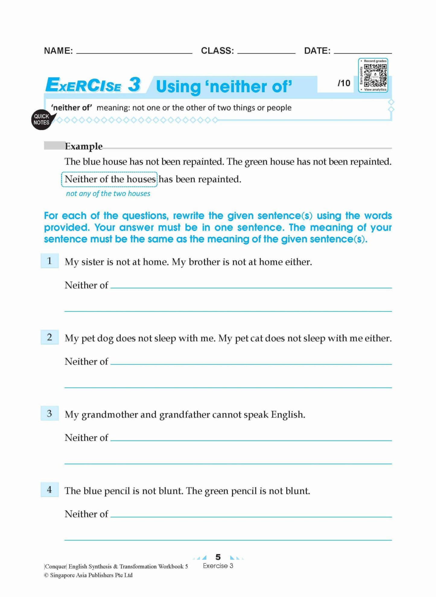 Conquer English Synthesis & Transformation Workbook 5