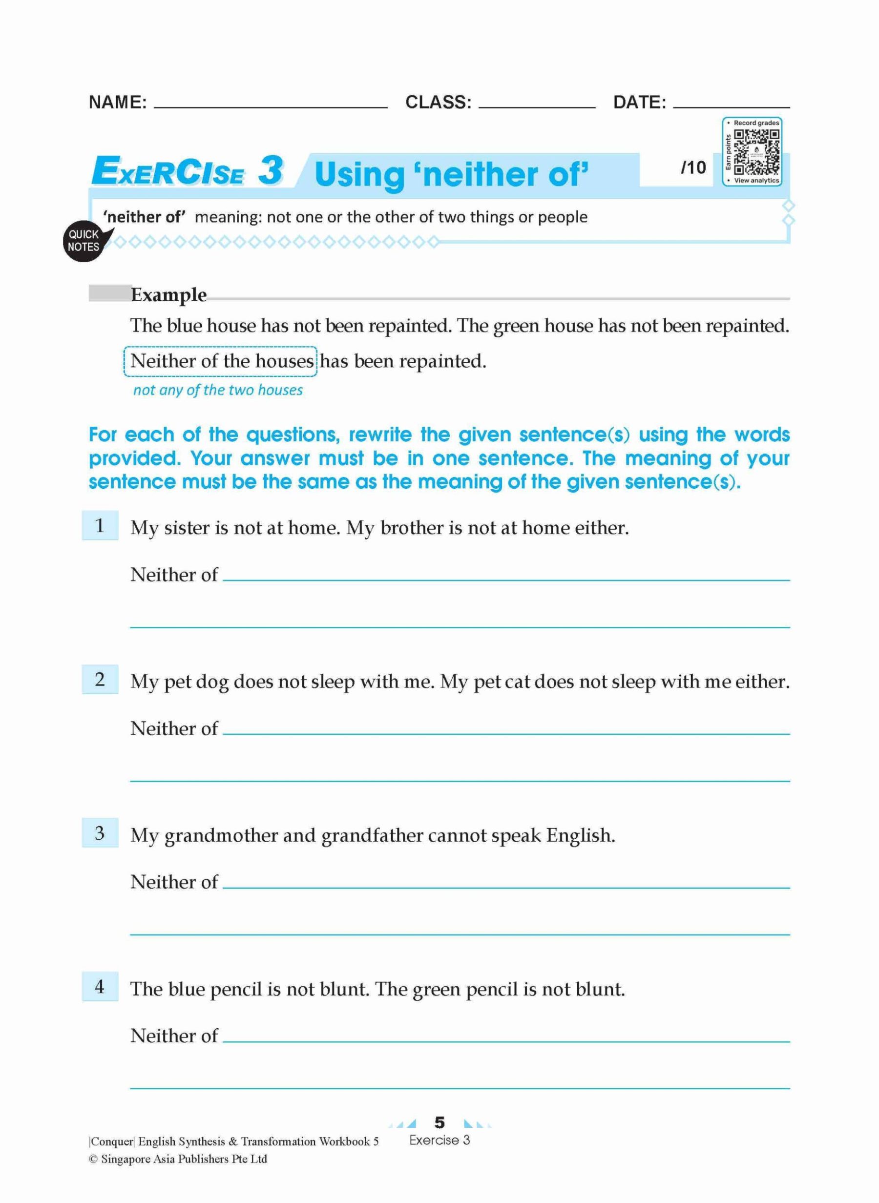 Conquer English Synthesis & Transformation Workbook 5