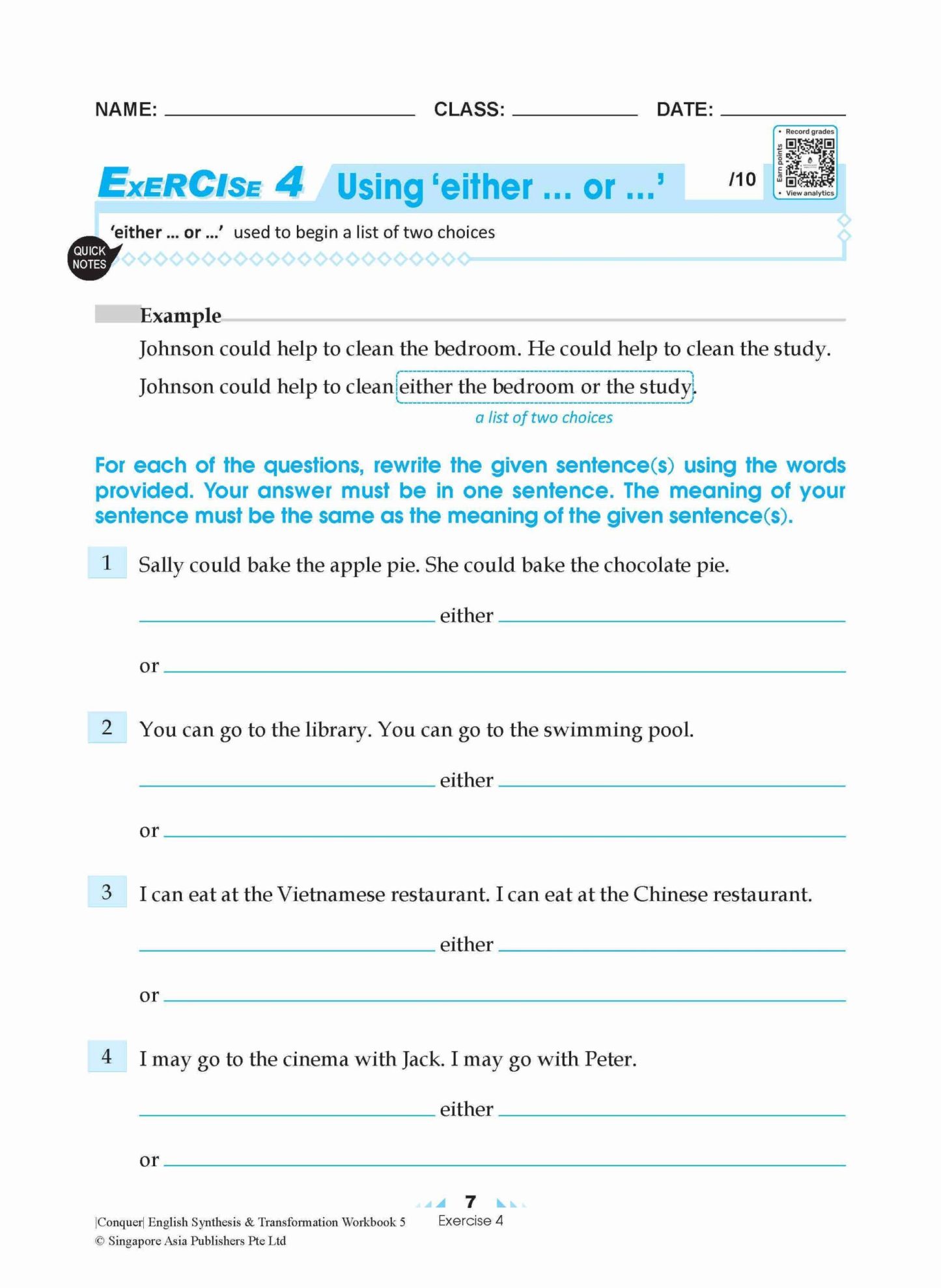 Conquer English Synthesis & Transformation Workbook 5