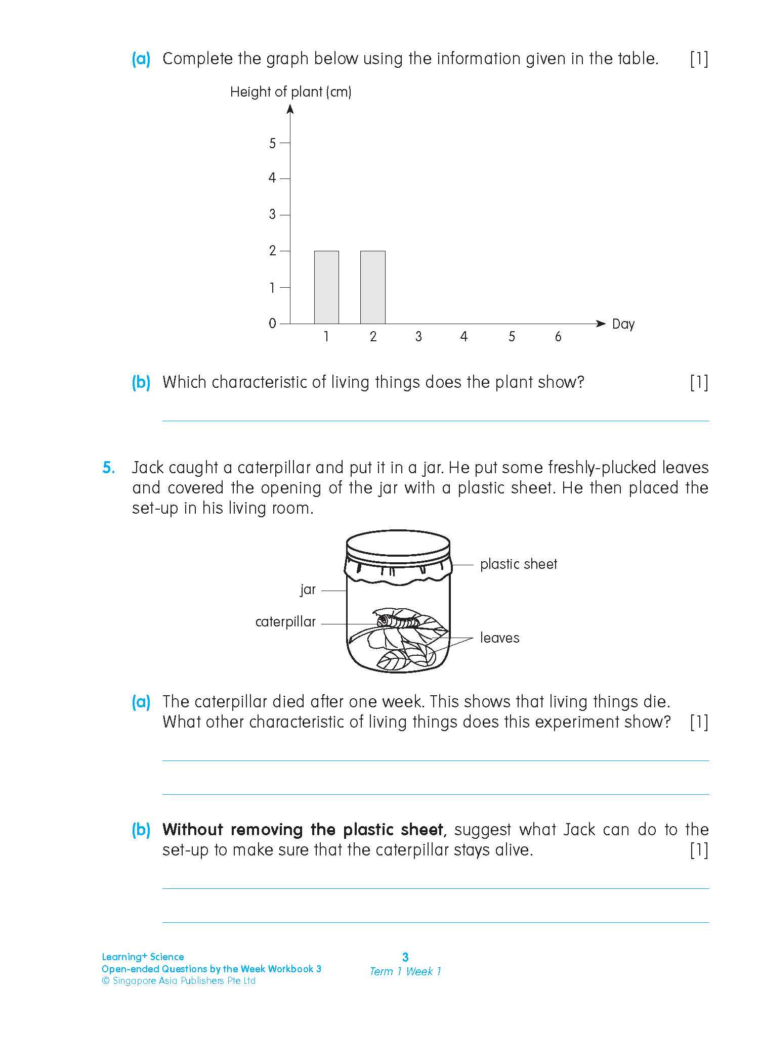 LEARNING+ SCIENCE Open-ended Questions by the WEEK Workbook 3