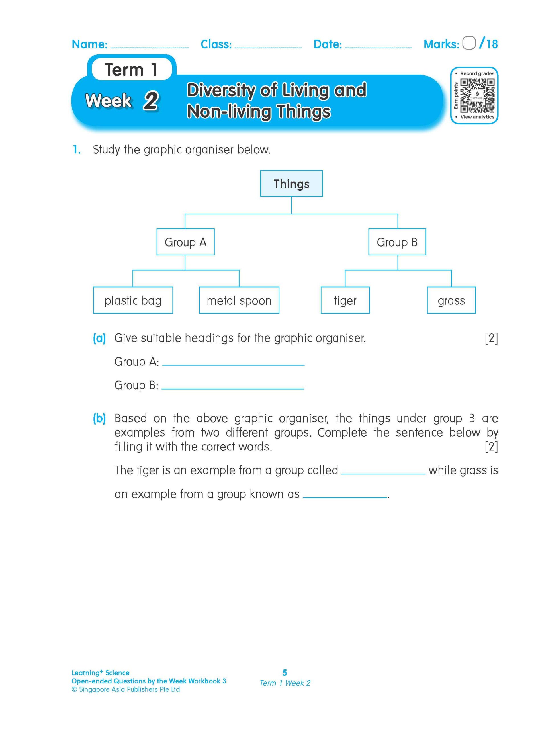 LEARNING+ SCIENCE Open-ended Questions by the WEEK Workbook 3