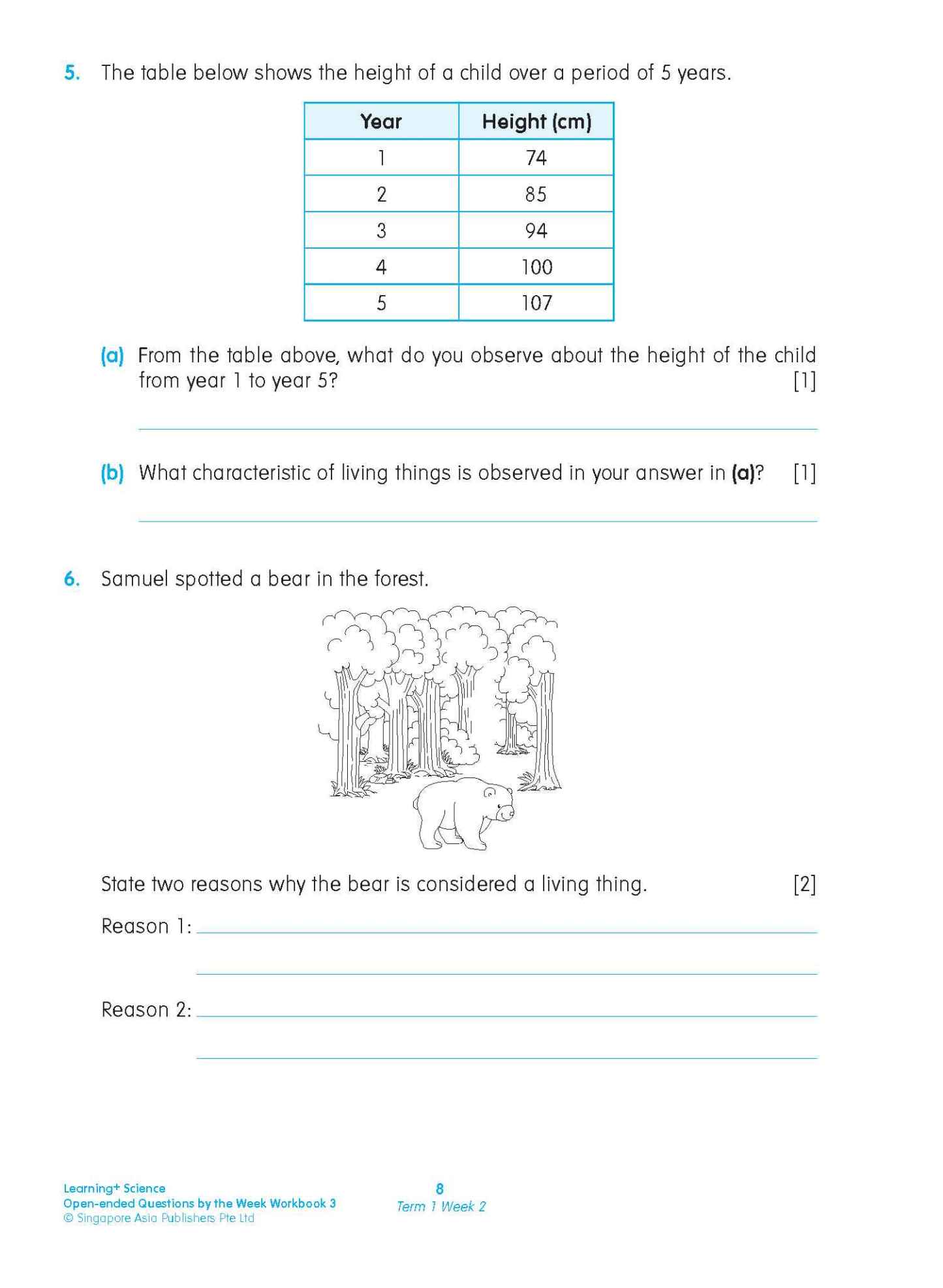LEARNING+ SCIENCE Open-ended Questions by the WEEK Workbook 3