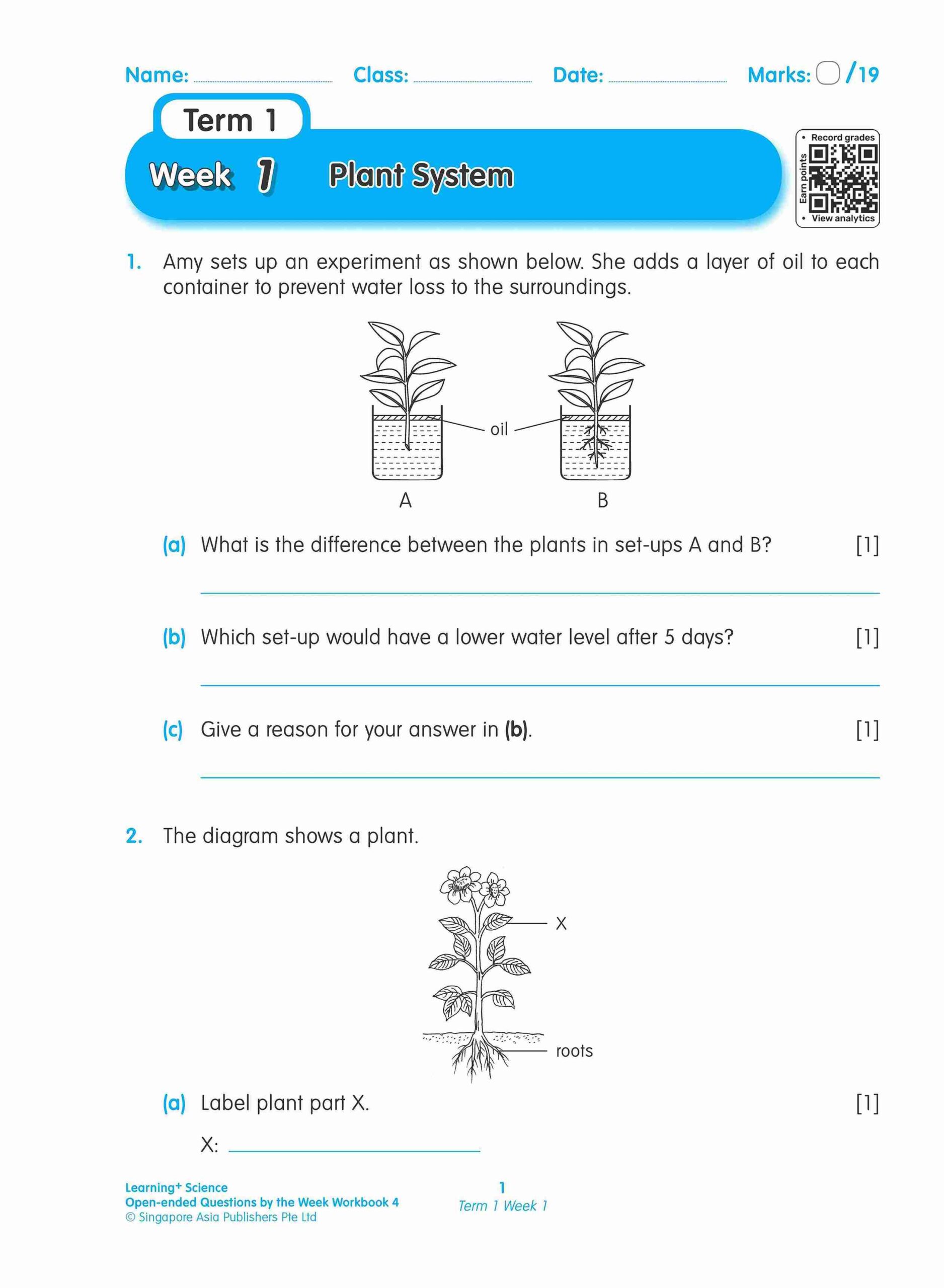 LEARNING+ SCIENCE Open-ended Questions by the WEEK Workbook 4