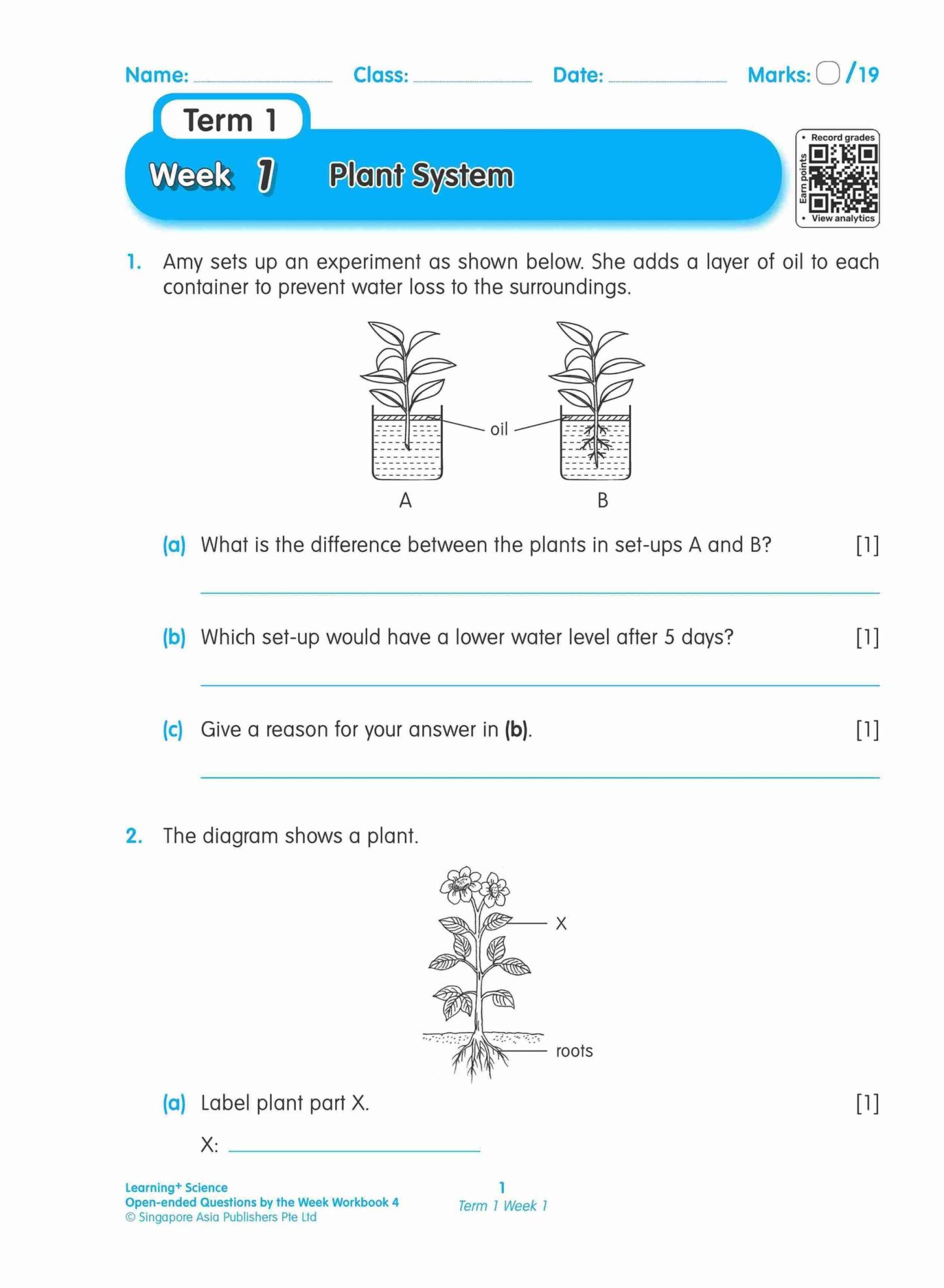 LEARNING+ SCIENCE Open-ended Questions by the WEEK Workbook 4