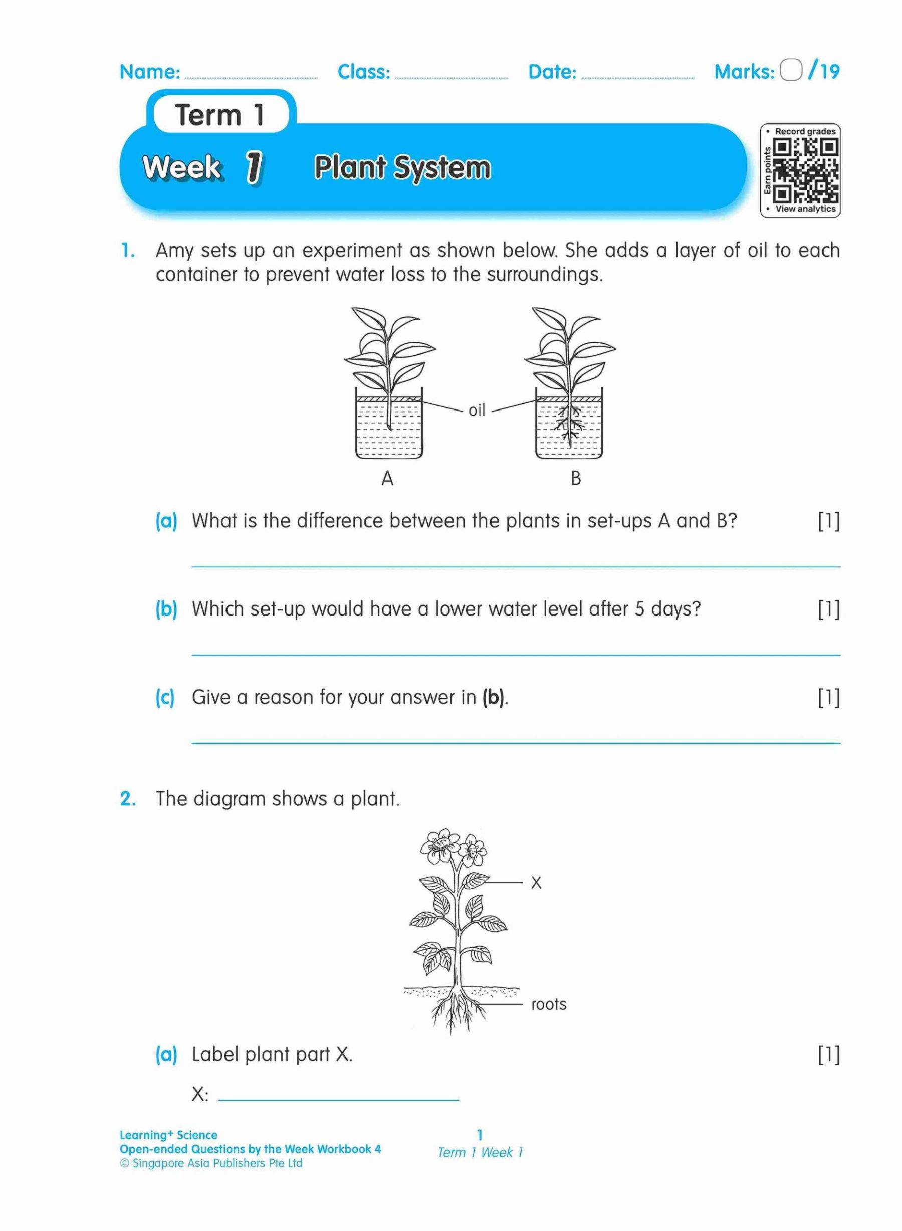 LEARNING+ SCIENCE Open-ended Questions by the WEEK Workbook 4