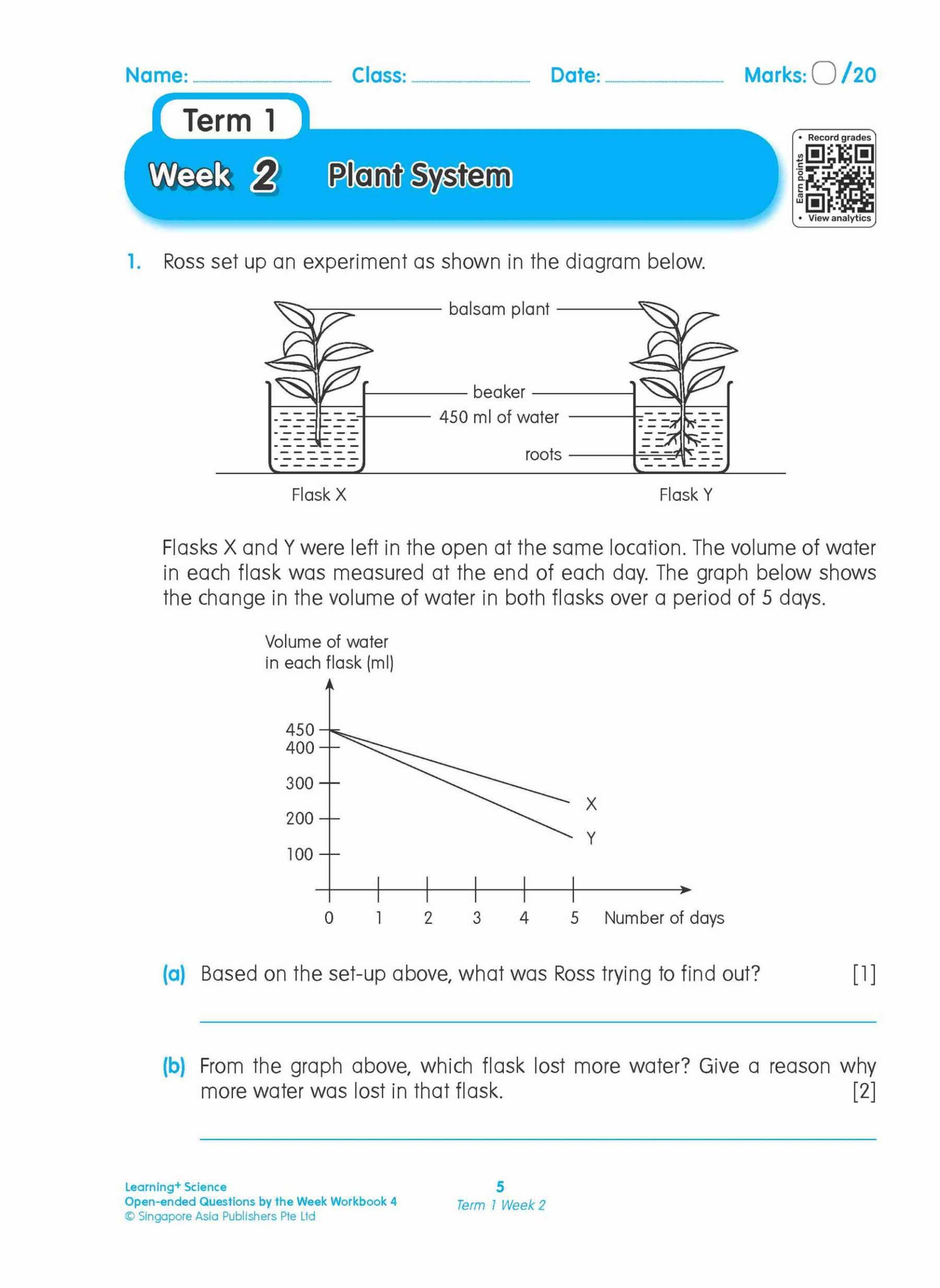 LEARNING+ SCIENCE Open-ended Questions by the WEEK Workbook 4