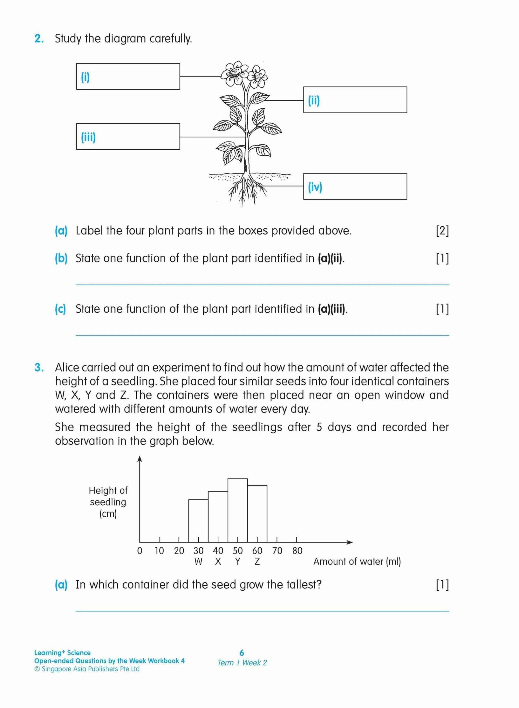 LEARNING+ SCIENCE Open-ended Questions by the WEEK Workbook 4