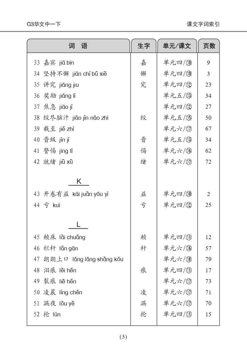 中学一年级G3华文课文字词手册 (一下) (A Handbook of Vocabulary For Secondary 1B [G3 Chinese])