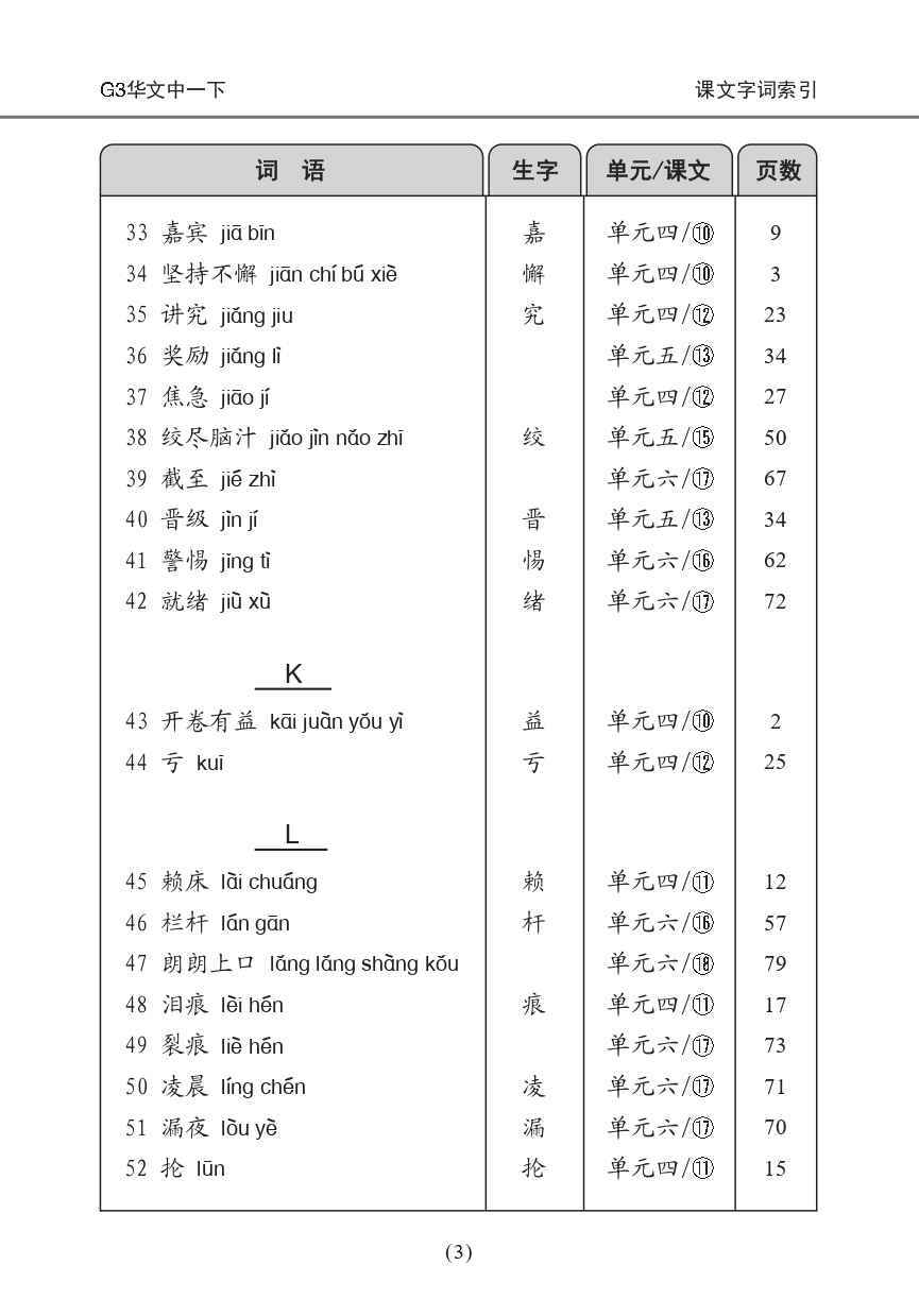 中学一年级G3华文课文字词手册 (一下) (A Handbook of Vocabulary For Secondary 1B [G3 Chinese])