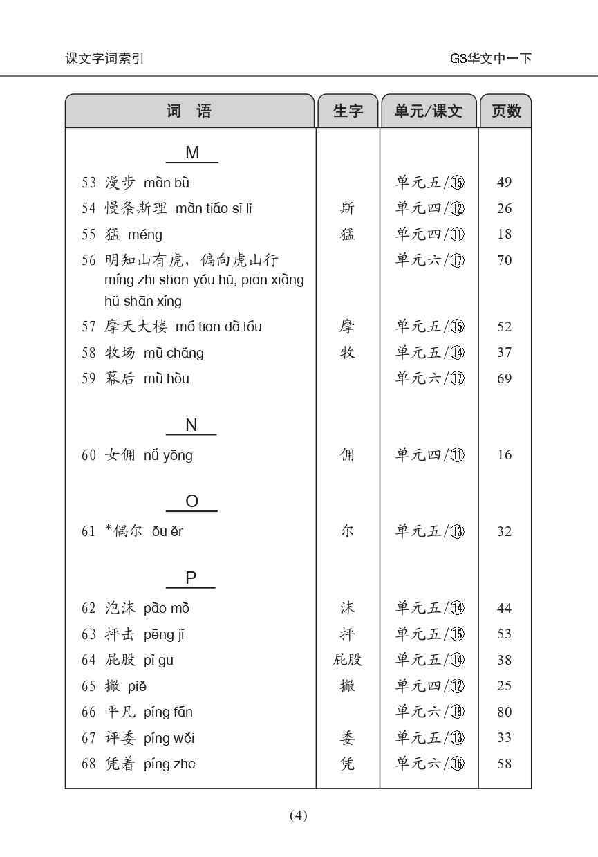 中学一年级G3华文课文字词手册 (一下) (A Handbook of Vocabulary For Secondary 1B [G3 Chinese])