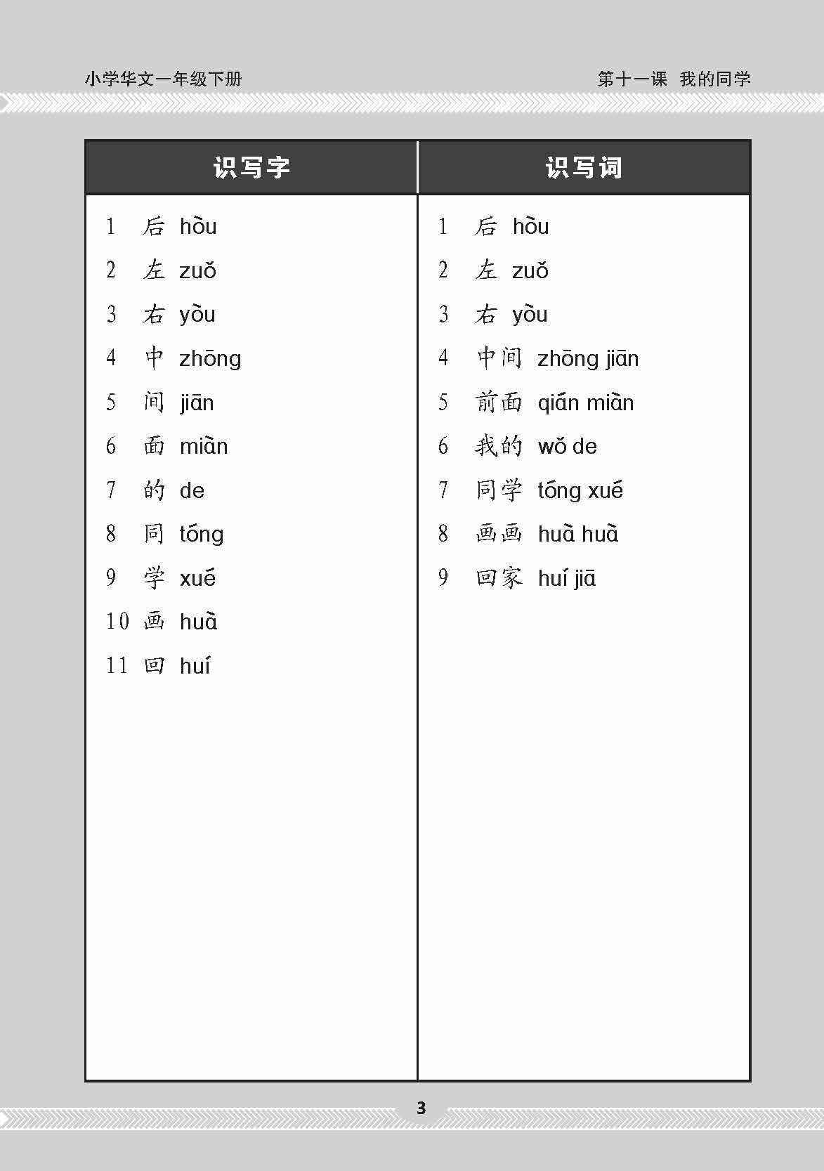 小一华文课文字词手册 1B / A Handbook of Chinese Vocabulary for Primary 1B