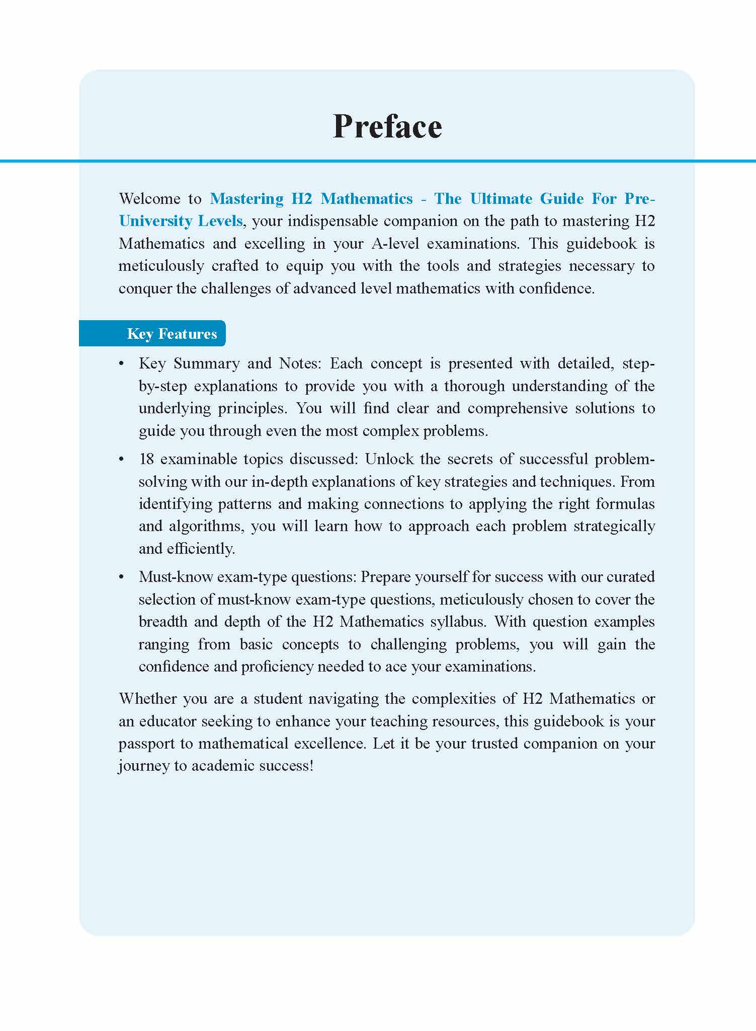 Mastering H2 MATHEMATICS