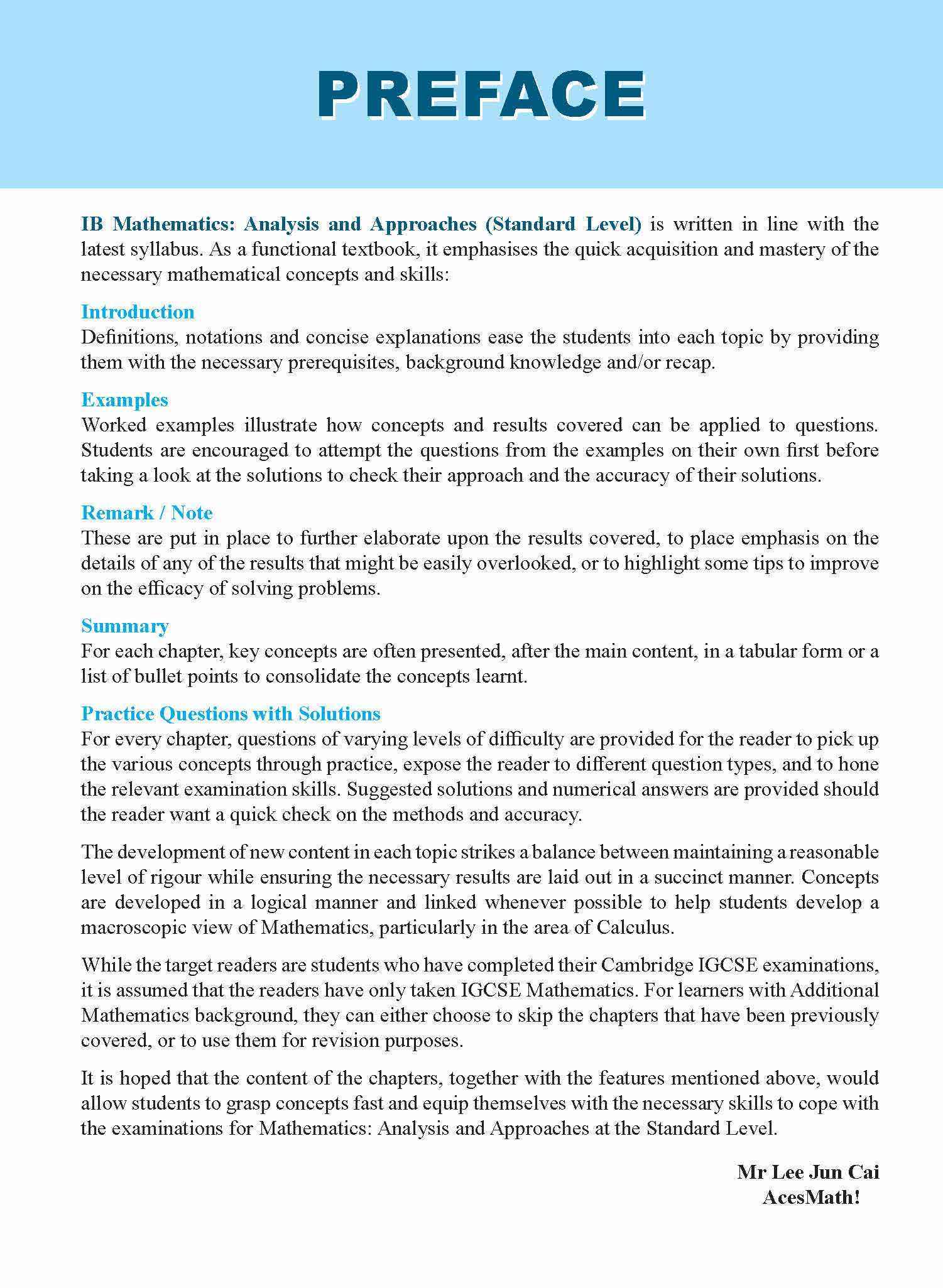 IB Mathematics: Analysis and Approaches (Standard Level)