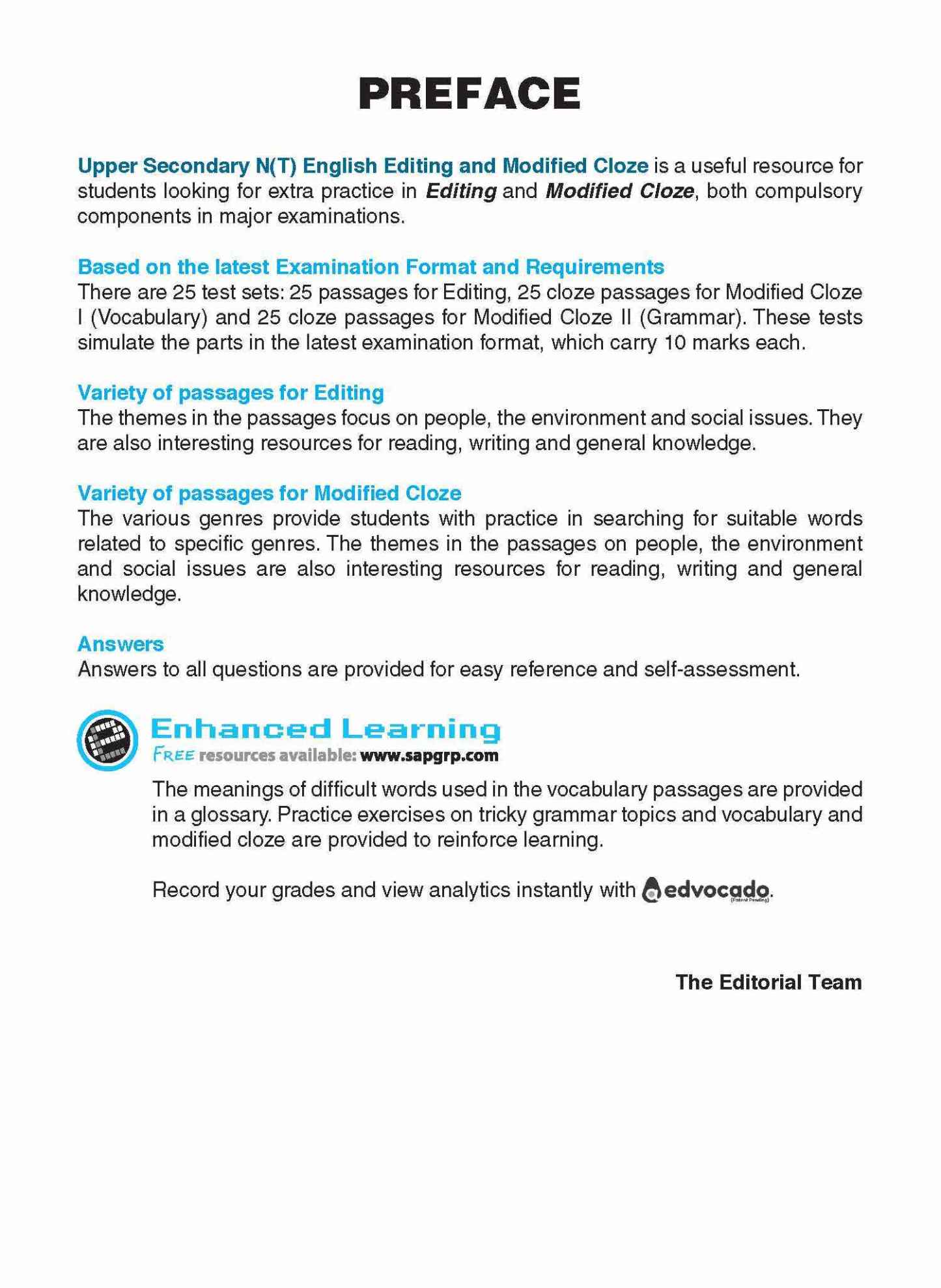 Upper Secondary N(T) English Editing and Modified Cloze