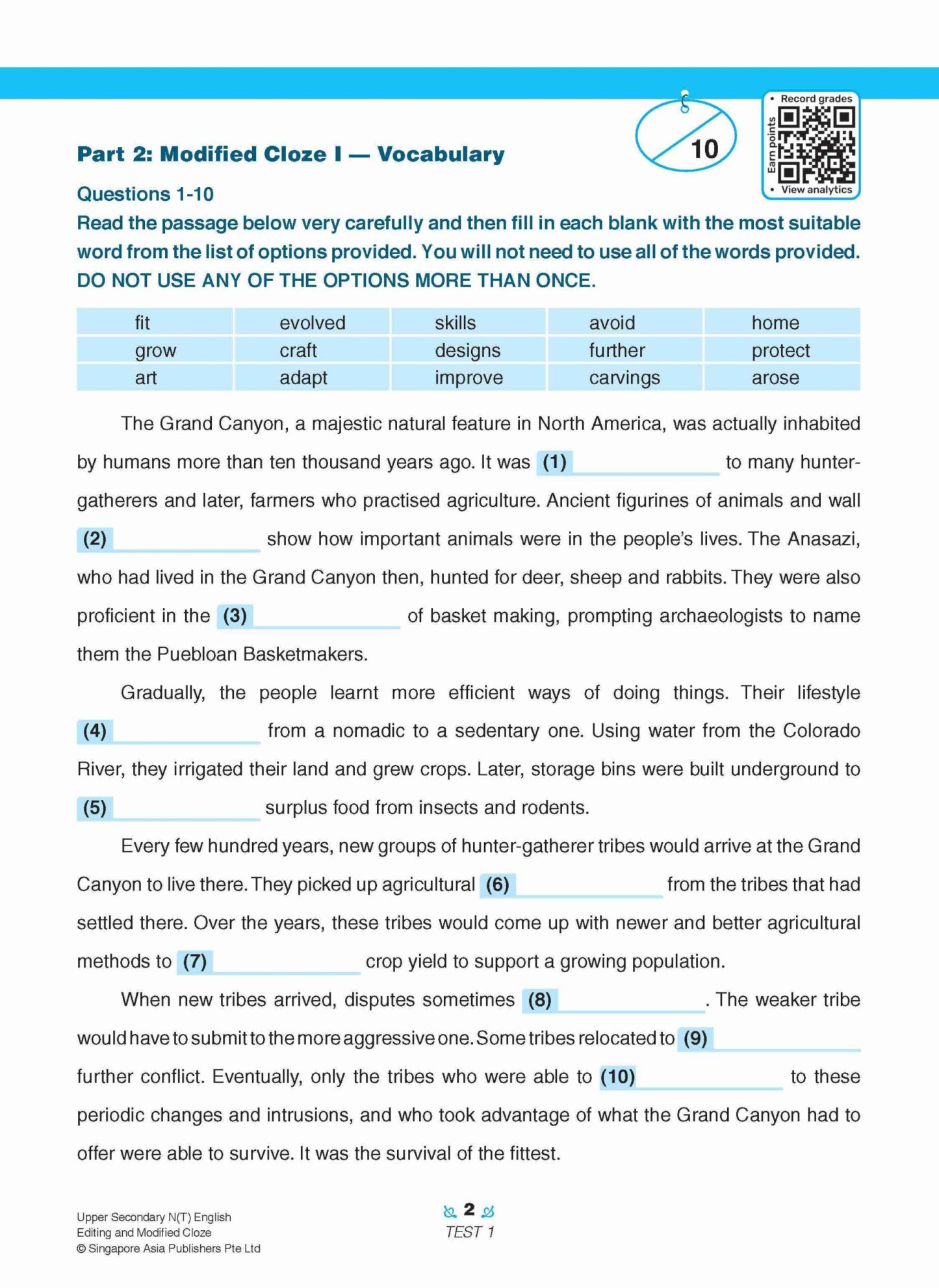 Upper Secondary N(T) English Editing and Modified Cloze