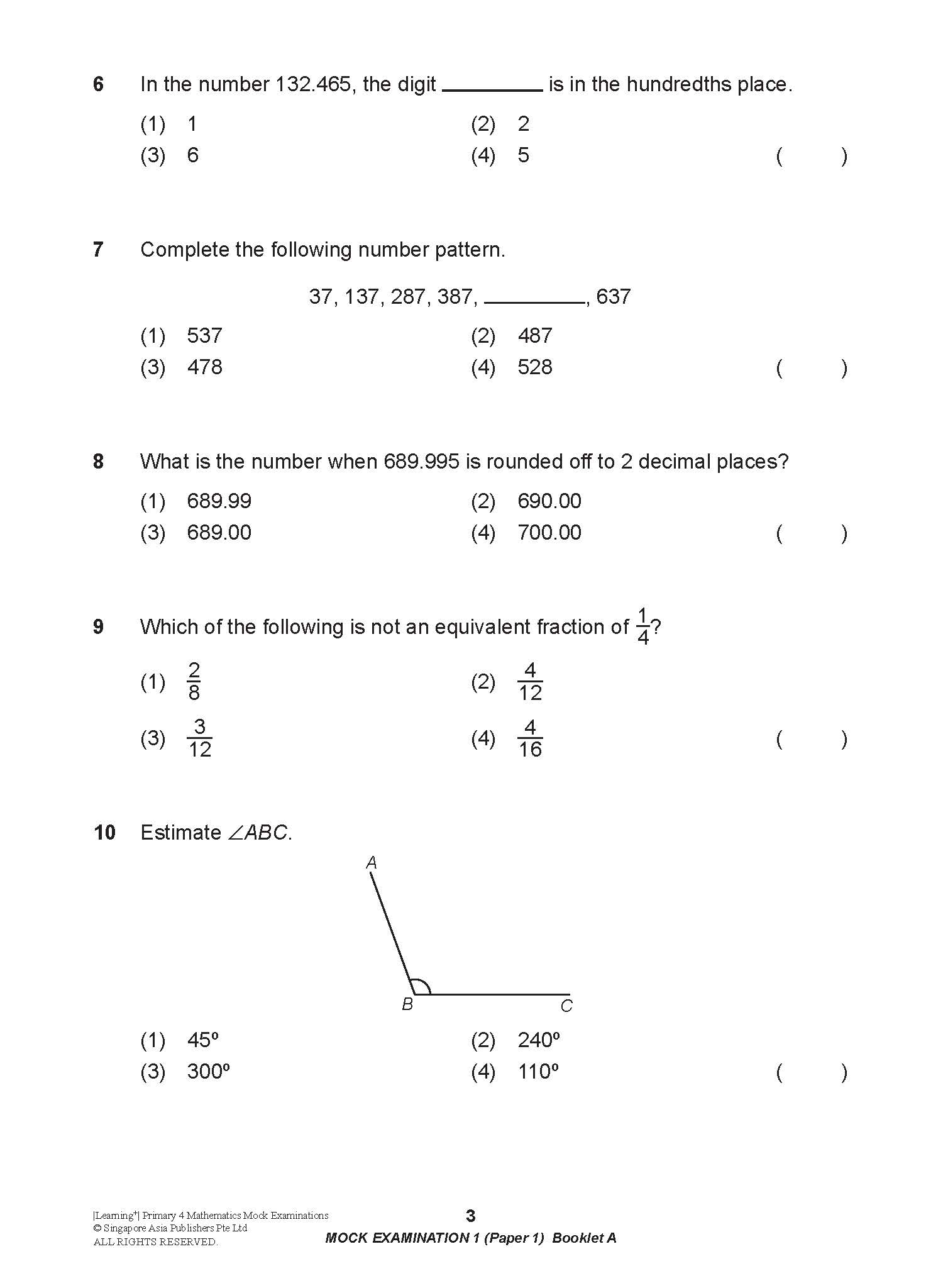 LEARNING+ Primary 4 Mathematics Mock Examinations