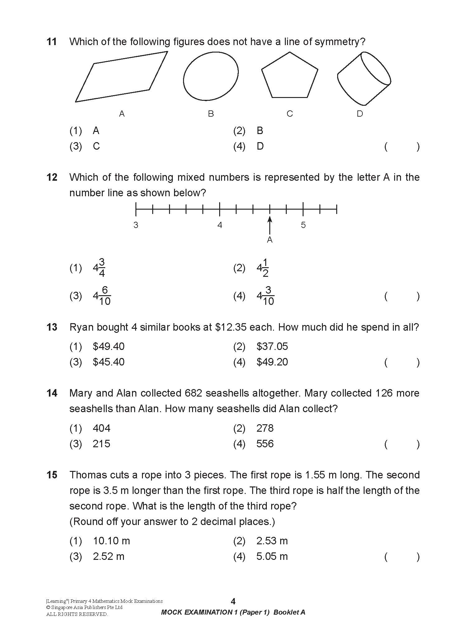 LEARNING+ Primary 4 Mathematics Mock Examinations