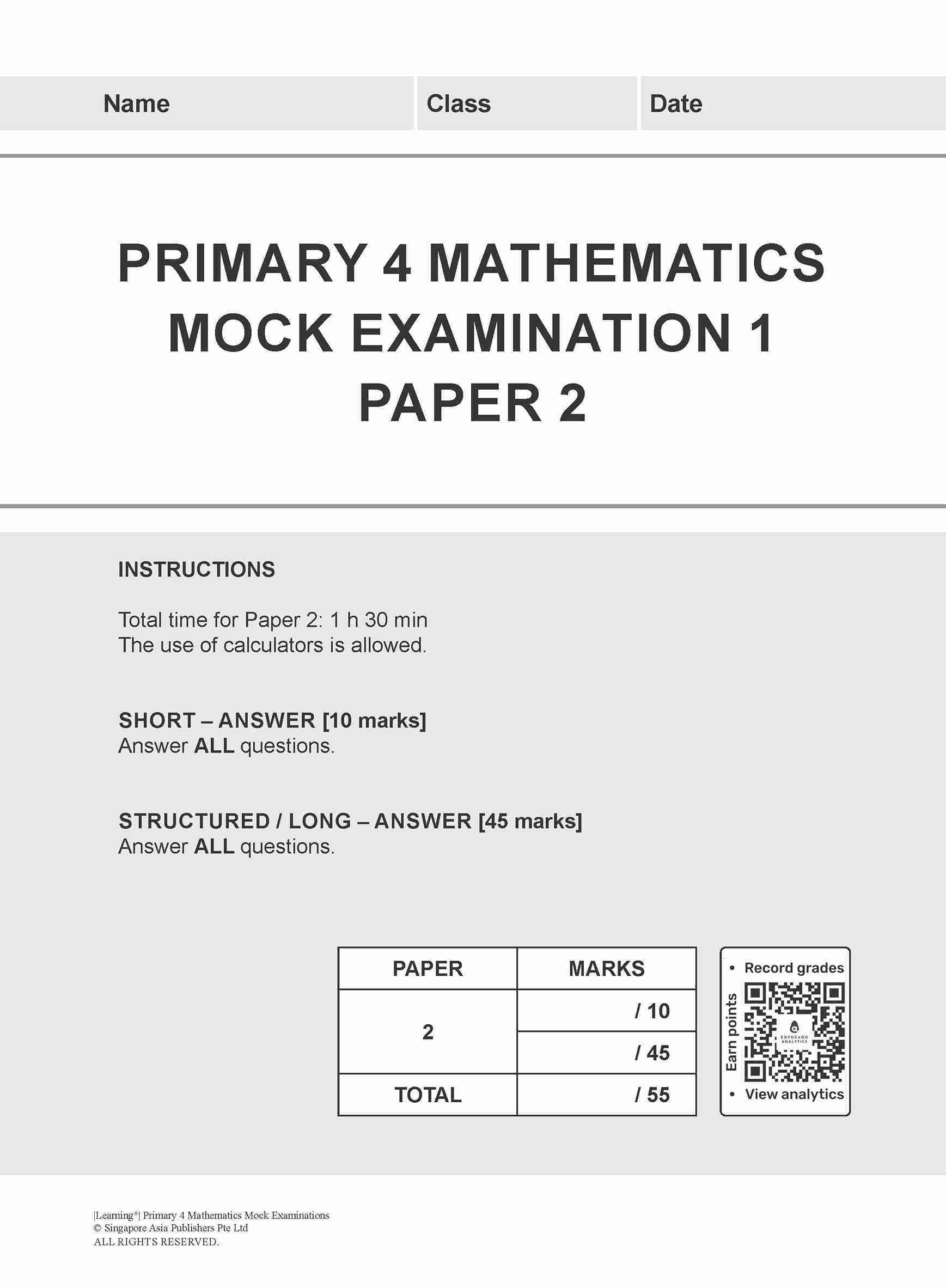 LEARNING+ Primary 4 Mathematics Mock Examinations