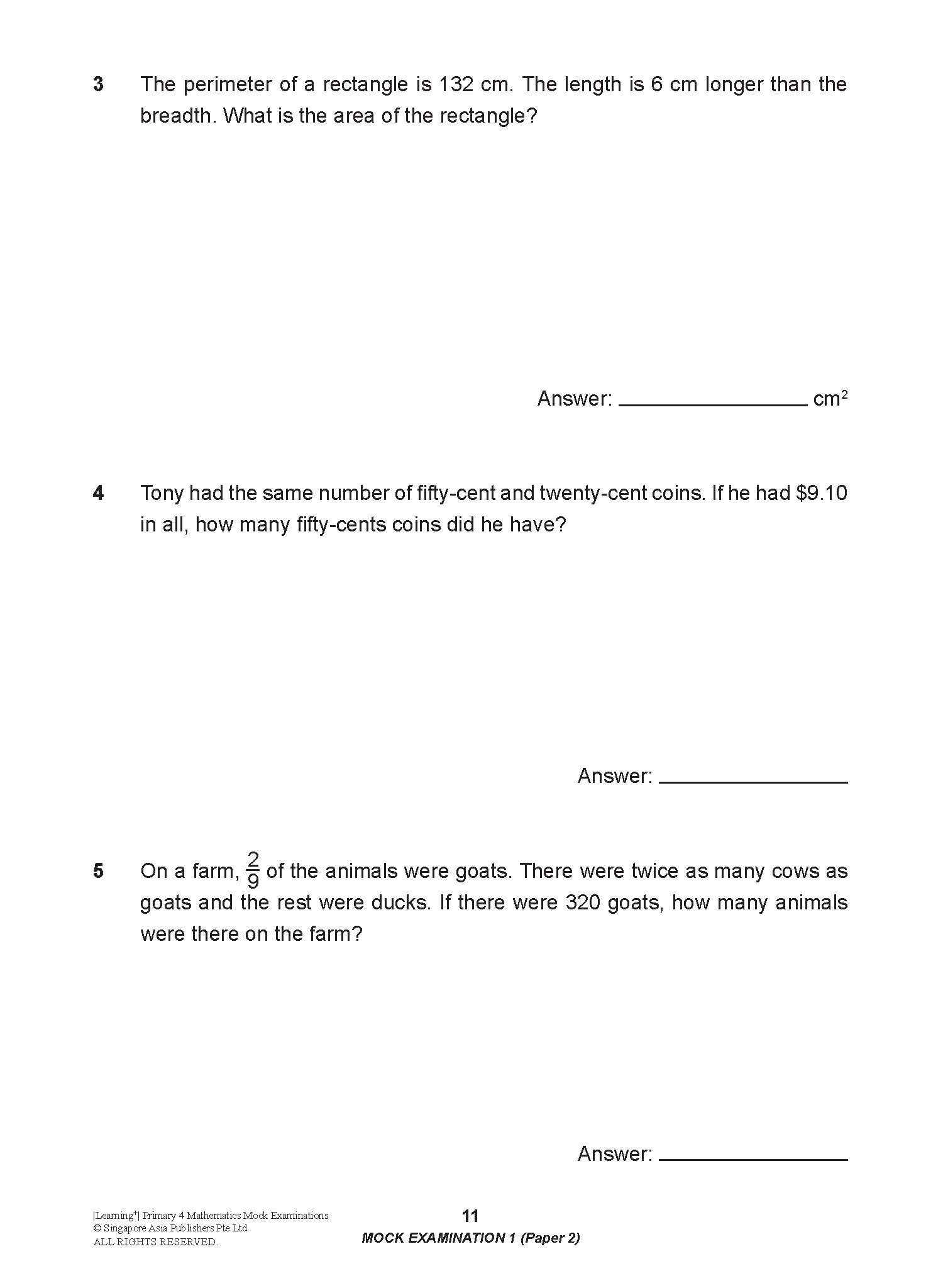 LEARNING+ Primary 4 Mathematics Mock Examinations