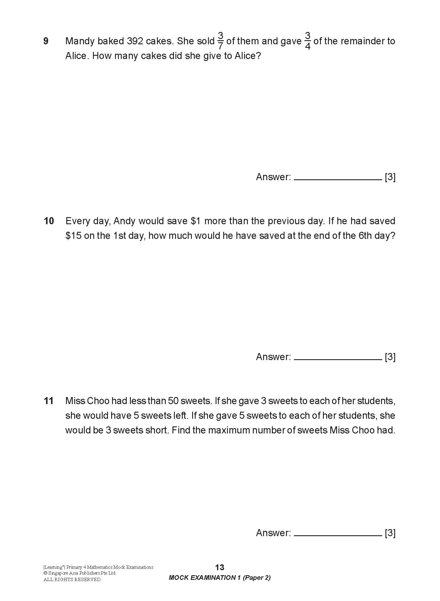 LEARNING+ Primary 4 Mathematics Mock Examinations