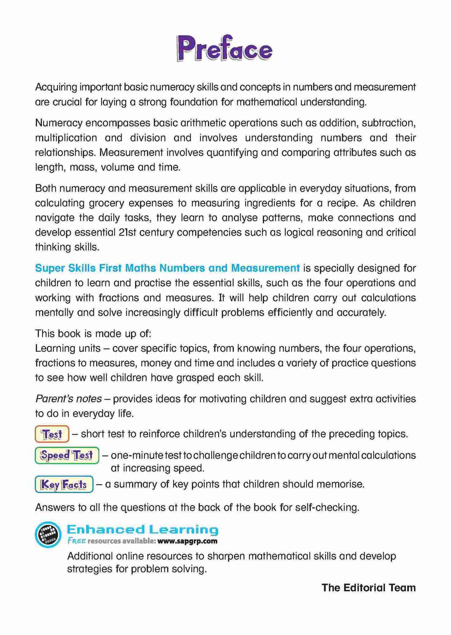 Super Skills First Maths NUMBERS AND MEASUREMENT Age 8+ Years