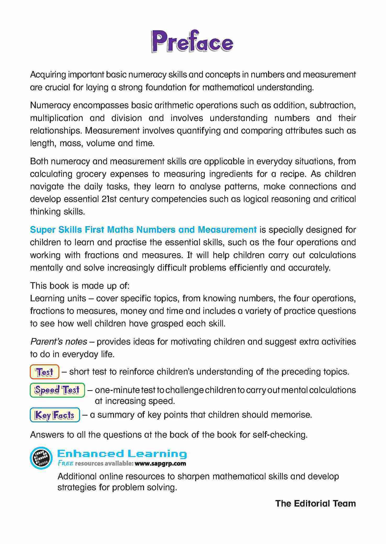 Super Skills First Maths NUMBERS AND MEASUREMENT Age 8+ Years