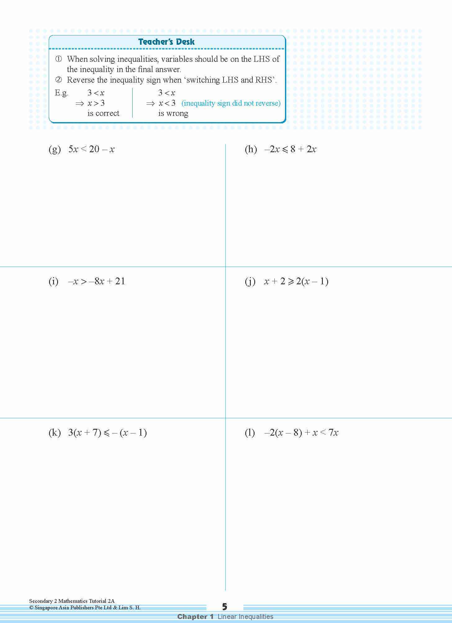 Secondary 2 Mathematics Tutorial 2A [G3]