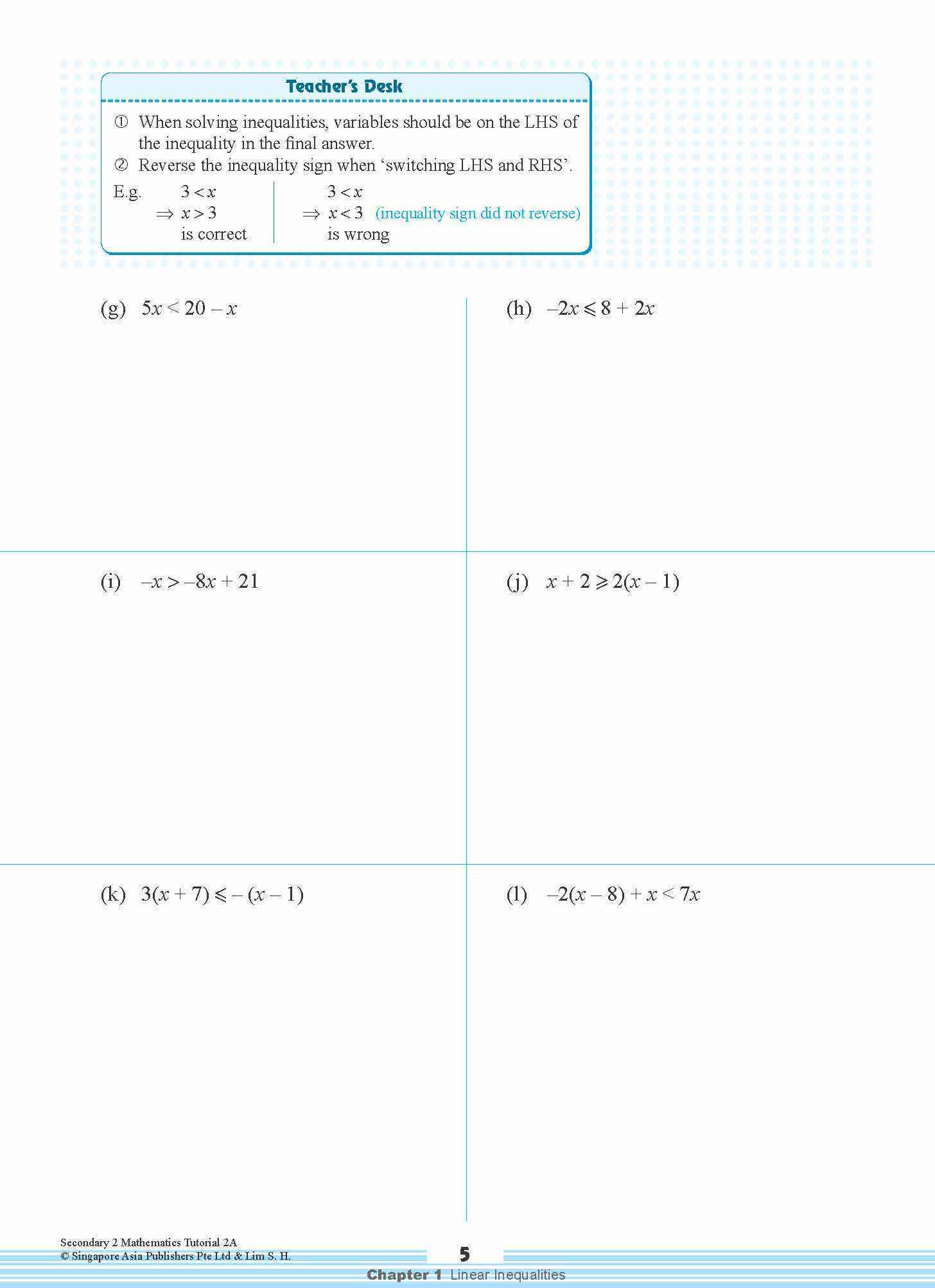 Secondary 2 Mathematics Tutorial 2A [G3]
