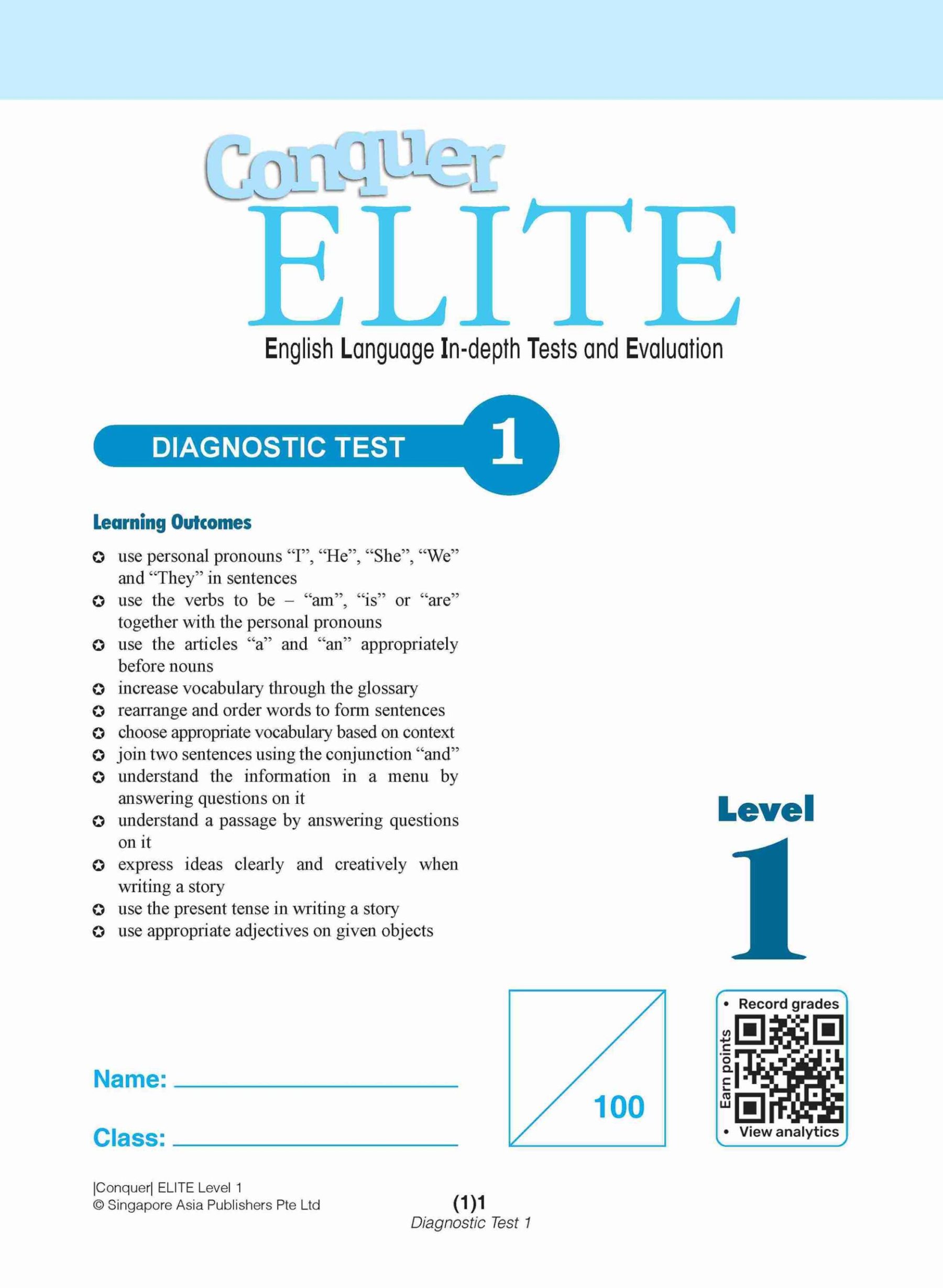 Conquer ELITE (English Language In-depth Tests and Evaluation) PRIMARY LEVEL 1